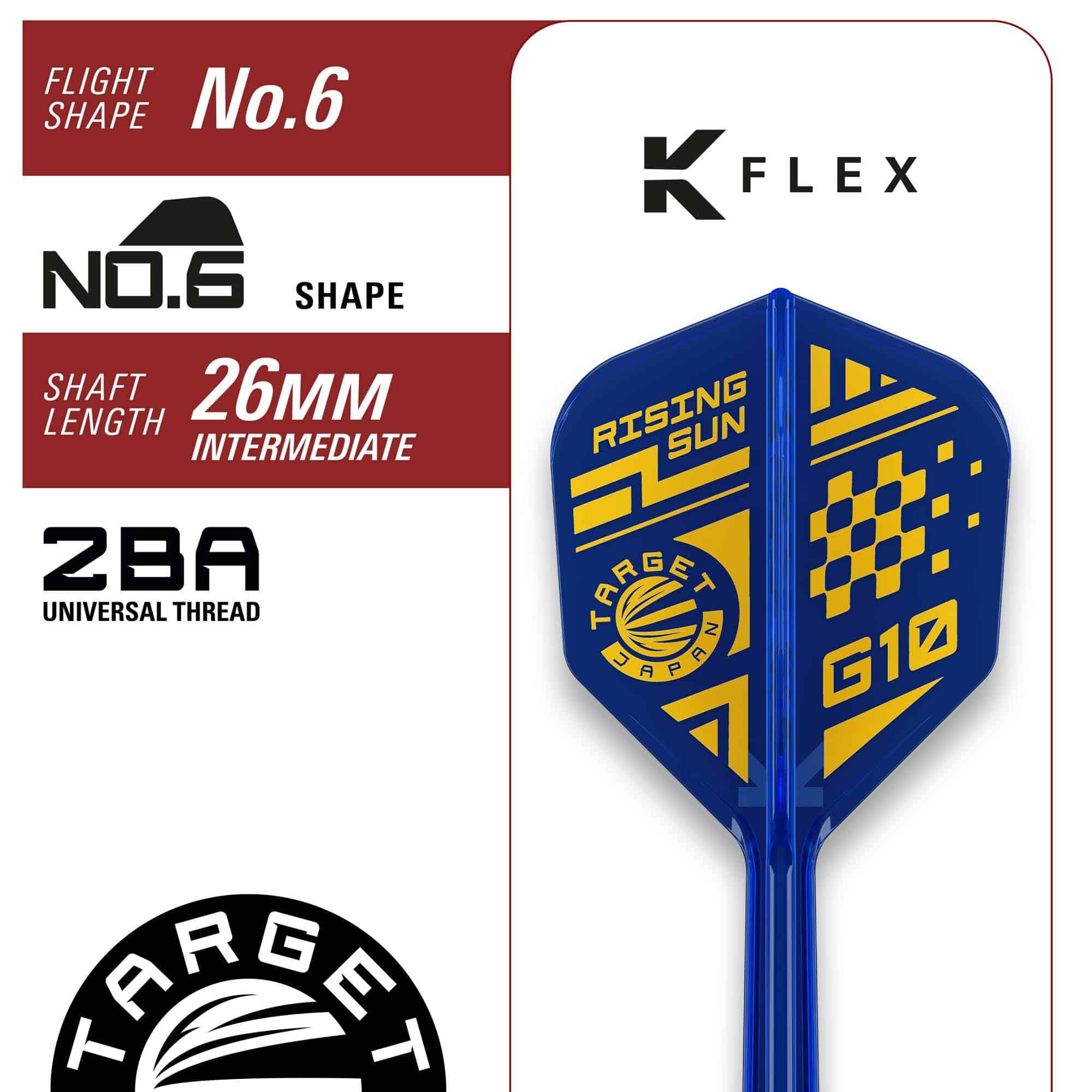 Target Japan Rising Sun GEN10 zachte darts - 21,5 g Target Japan Rising Sun GEN10 Softdarts - 21,5g ist auf dem Bild zu sehen. Die Darts zeichnen sich durch hochwertige Verarbeitung aus.