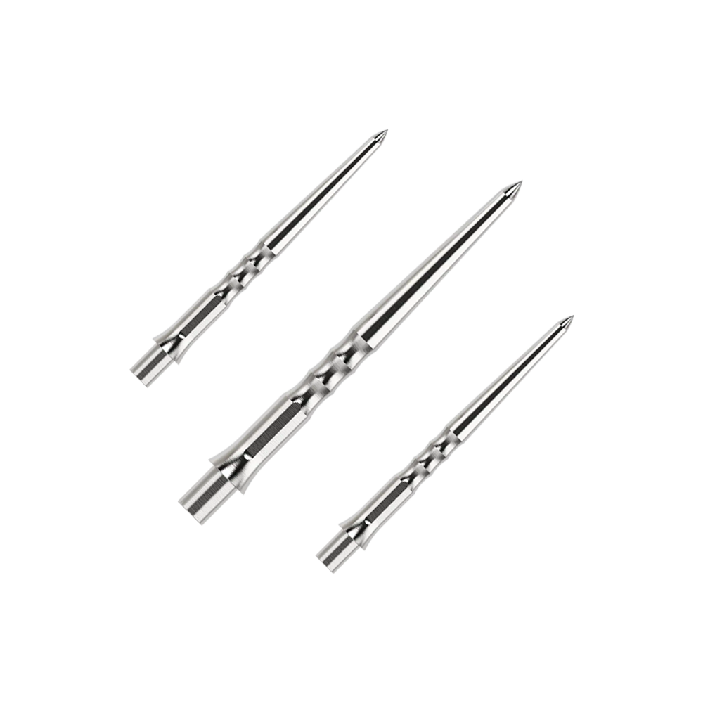 Caliburn System stalen dartpunten - Ripple - NoLip - zilver Das Bild zeigt einen Artikel mit dem Namen EVO011_Caliburn_Evo_System_Steeldartspitzen_Ripple_NoLip_Silber_28mm_1Set. Es handelt sich wahrscheinlich um ein Set aus silbernen Steeldartspitzen mit einer Länge von 28mm.