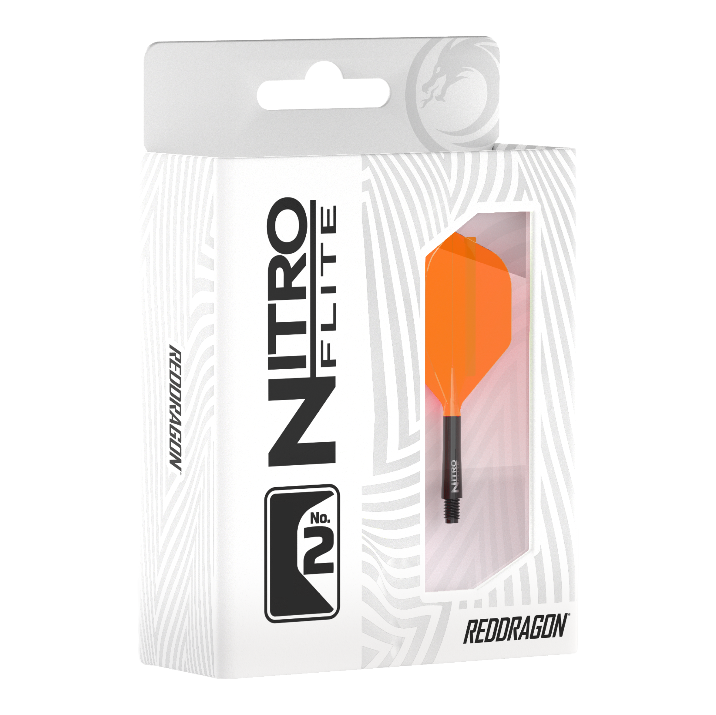Red Dragon Nitroflite zwarte schacht oranje flights nr. 2 Abgebildet ist Red Dragon Nitroflite Black Shaft Orange Flights No2. Der Dart hat einen schwarzen Schaft und orange Flights.