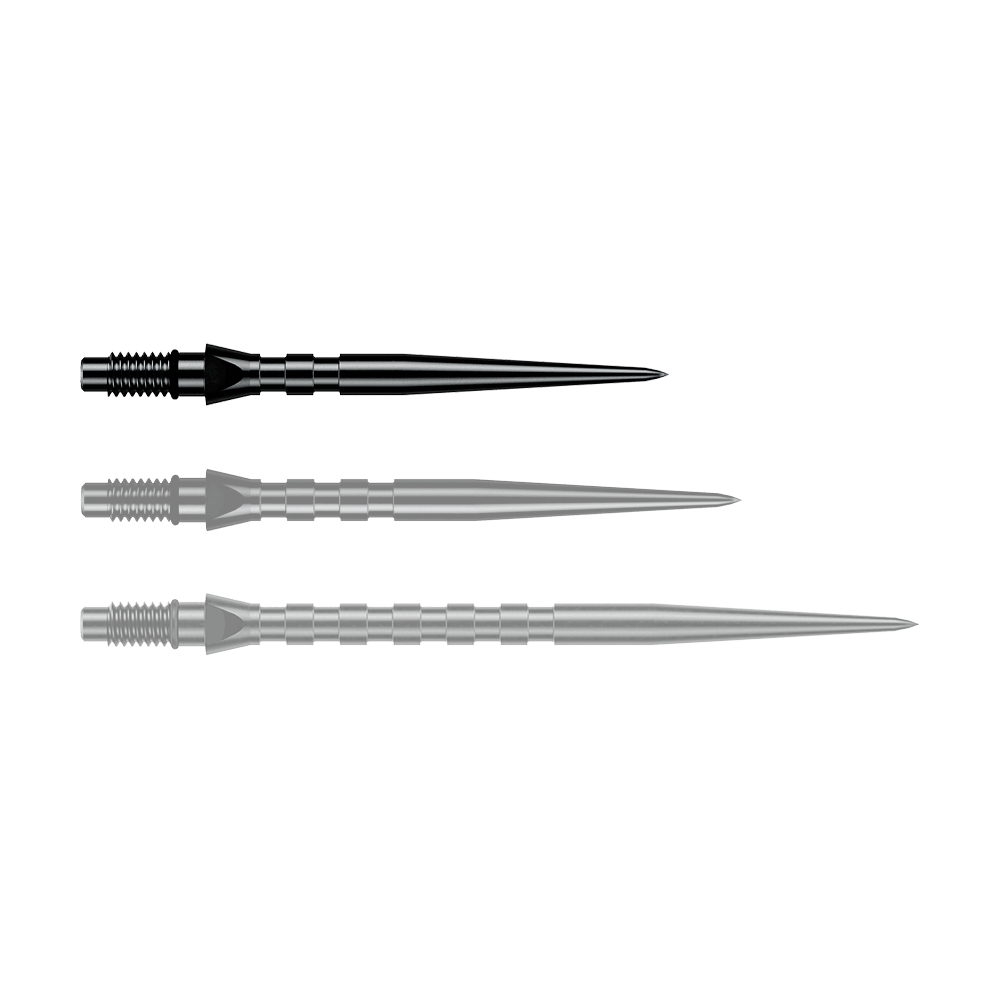 Winmau Switch Point Groove stalen dartpunten - zwart Abgebildet ist eine einzelne schwarze Winmau Switch Point Groove Steeldartspitze, 26 mm lang. Sie eignet sich zum Austausch von Steeldartspitzen.