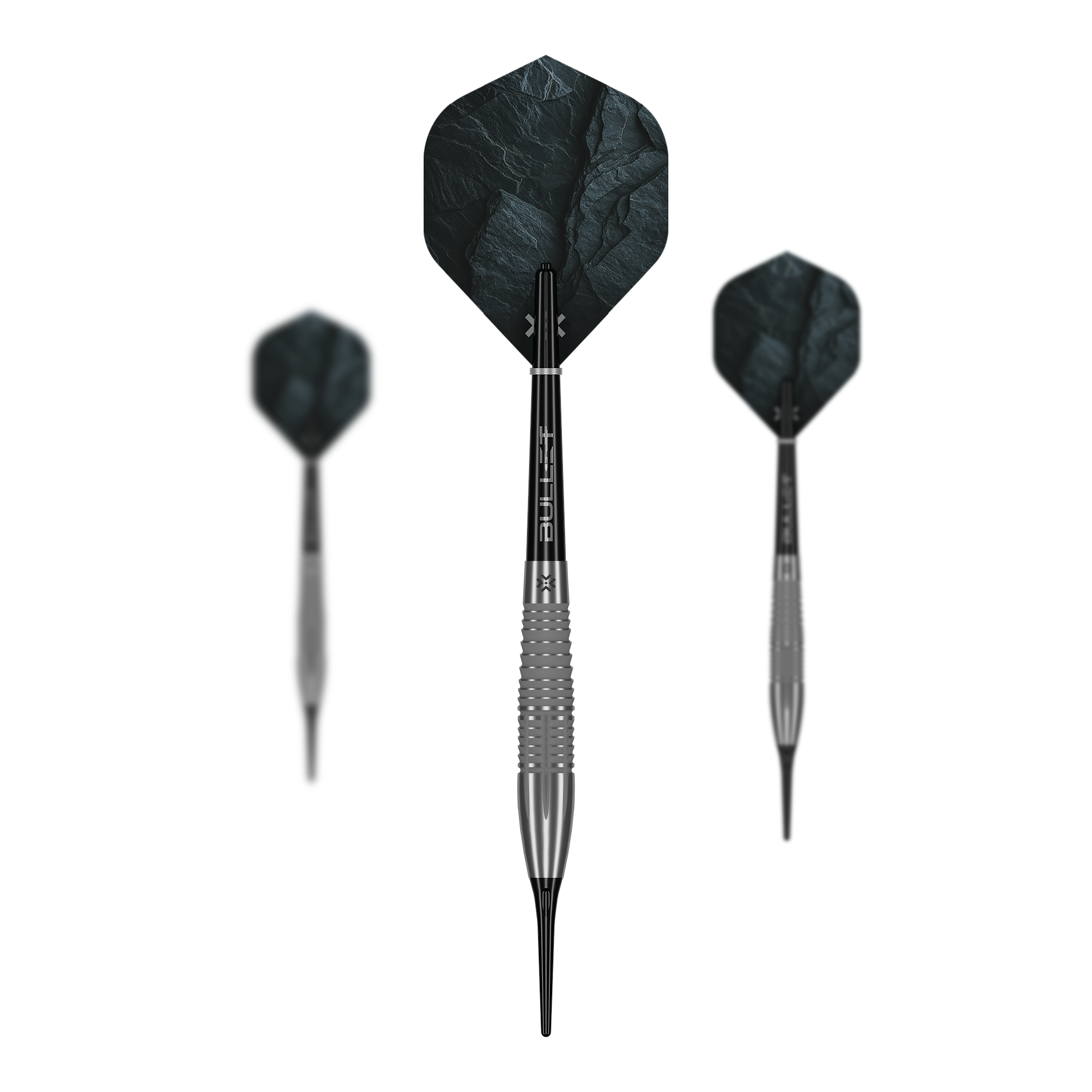 Bullet Monolith softdarts - 20 g Hier sind die Bullet Monolith 20g Soft Darts zu sehen. Die Softdarts eigenen sich für elektronische Dartboards.