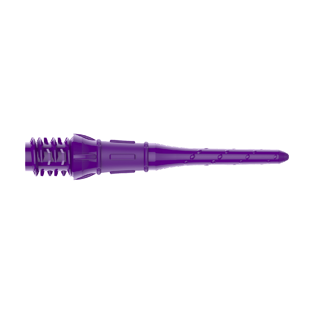 Premium Lippoints (30er Pack) - Spitzen Das Bild zeigt eine lilafarbene Dartspitze aus Kunststoff. Sie hat mehrere kleine Einkerbungen und ein strukturiertes Ende.