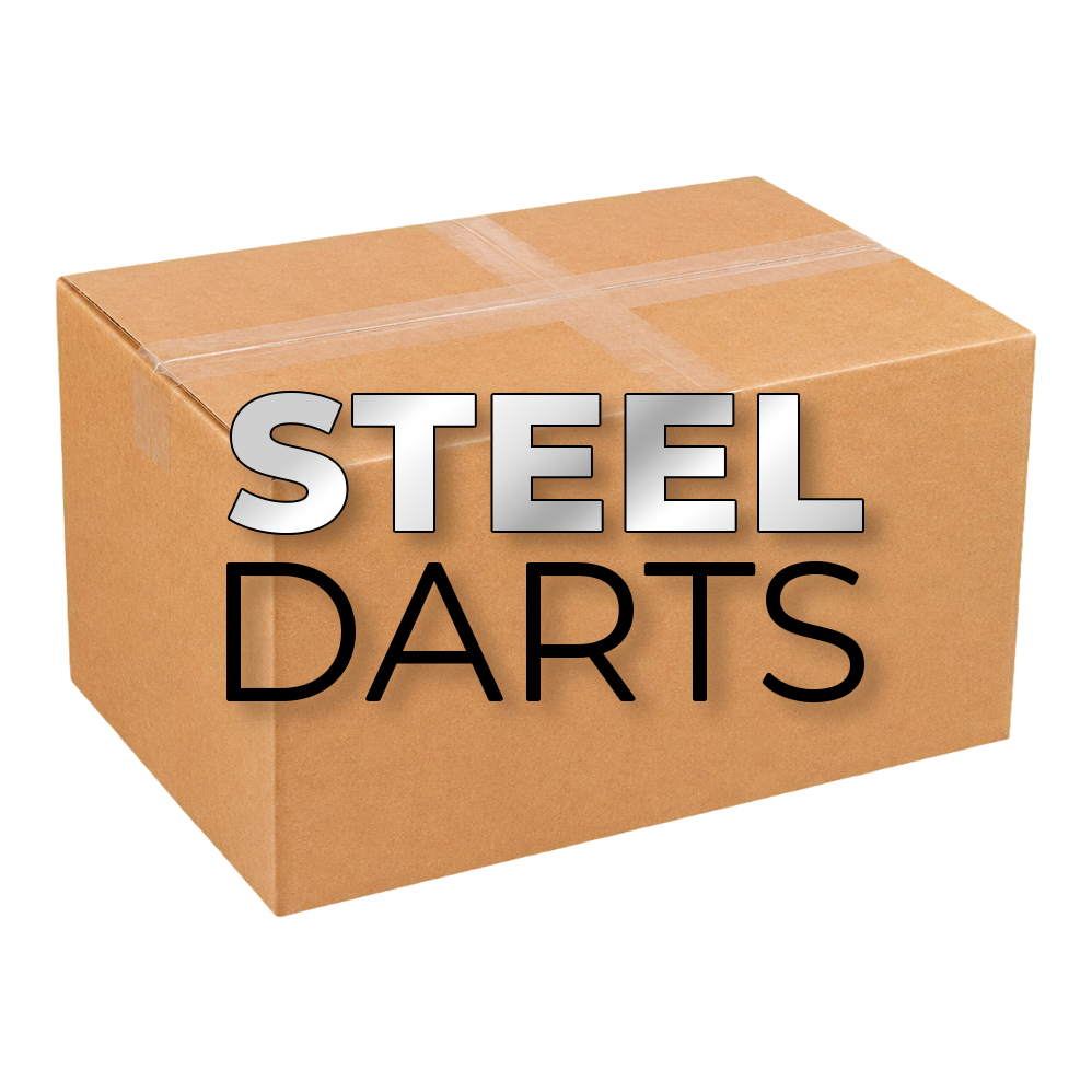 Hier sieht man die McDart Mystery-Box - Steeldarts. Die Box bietet eine spannende Auswahl an Steeldart-Zubehör und Produkten.