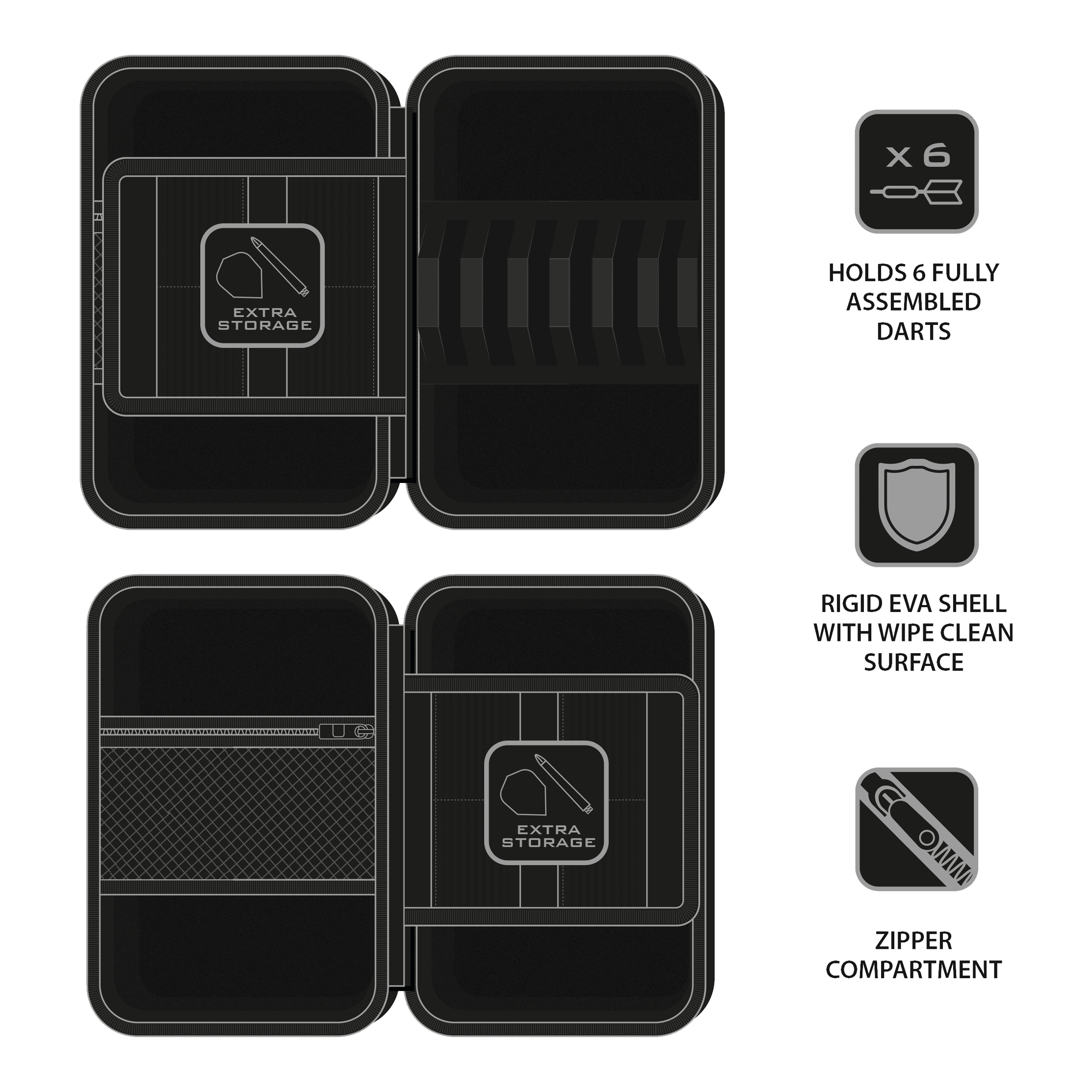 Harrow's Ryan Searle Player Pro6 dartkoffer Harrows Ryan Searle Player Pro6 Dartcase ist ein professionelles Dartcase für Spieler. Es bietet Platz für mehrere Darts und Zubehör.