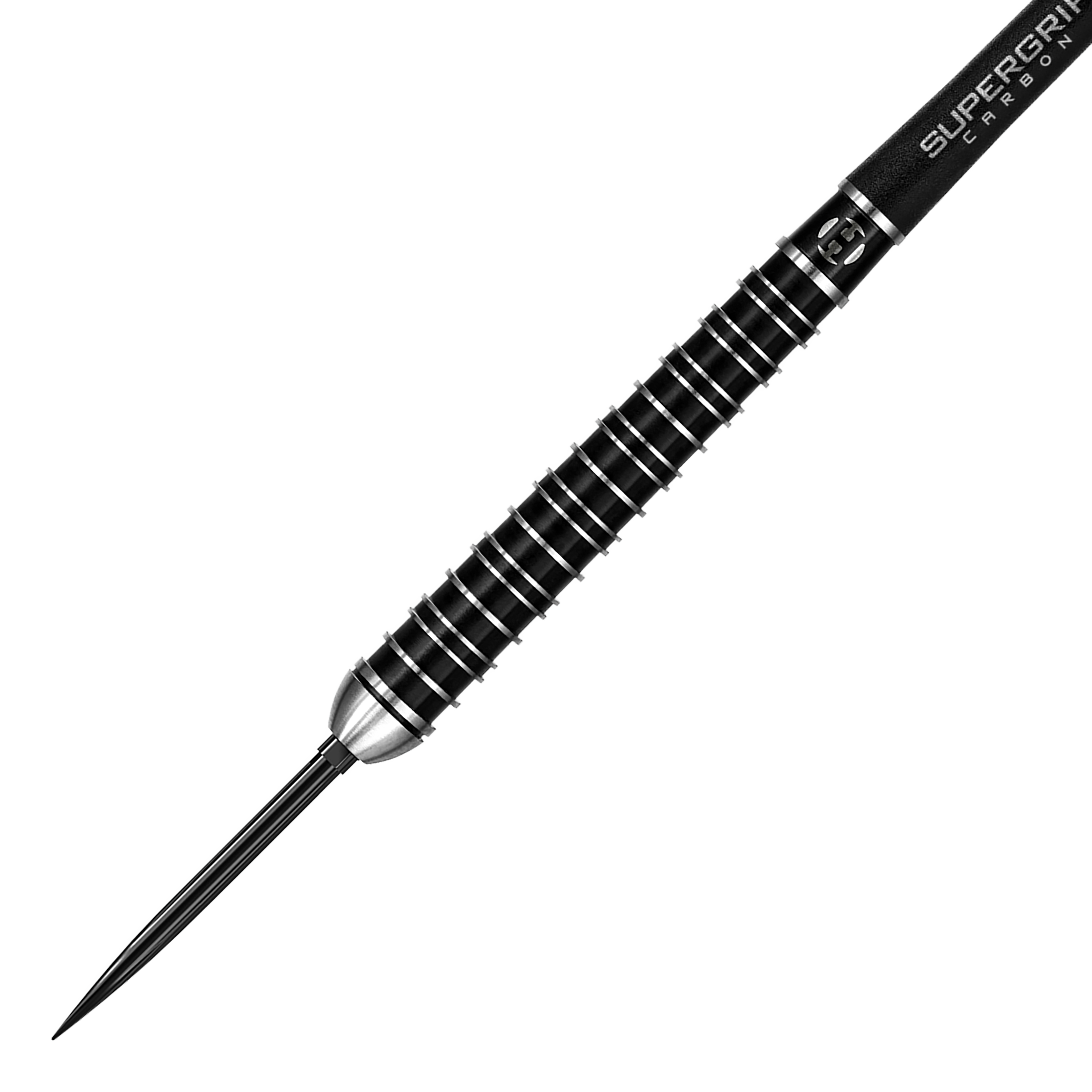 Harrows Supergrip Ultra Quick Point stalen dartpijlen Das Bild zeigt Harrows Supergrip Ultra Quick Point Steeldarts. Die Schäfte und Spitzen sind detailliert abgebildet.