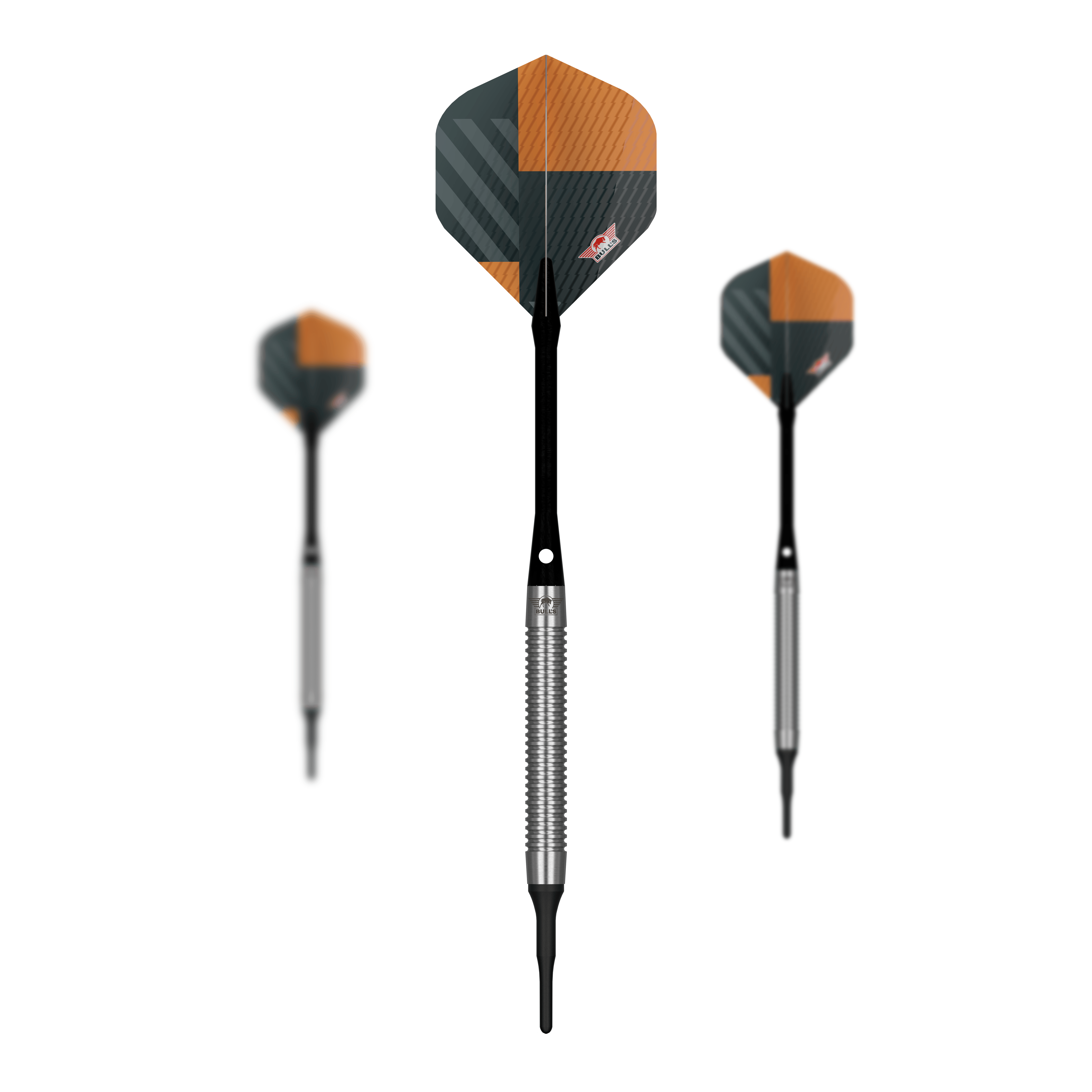 Bulls NL Volt Oranje Soft Darts - 18 g Zu sehen ist ein Set Bulls NL Volt Orange Softdarts - 18g. Mehrere Pfeile werden gemeinsam präsentiert.