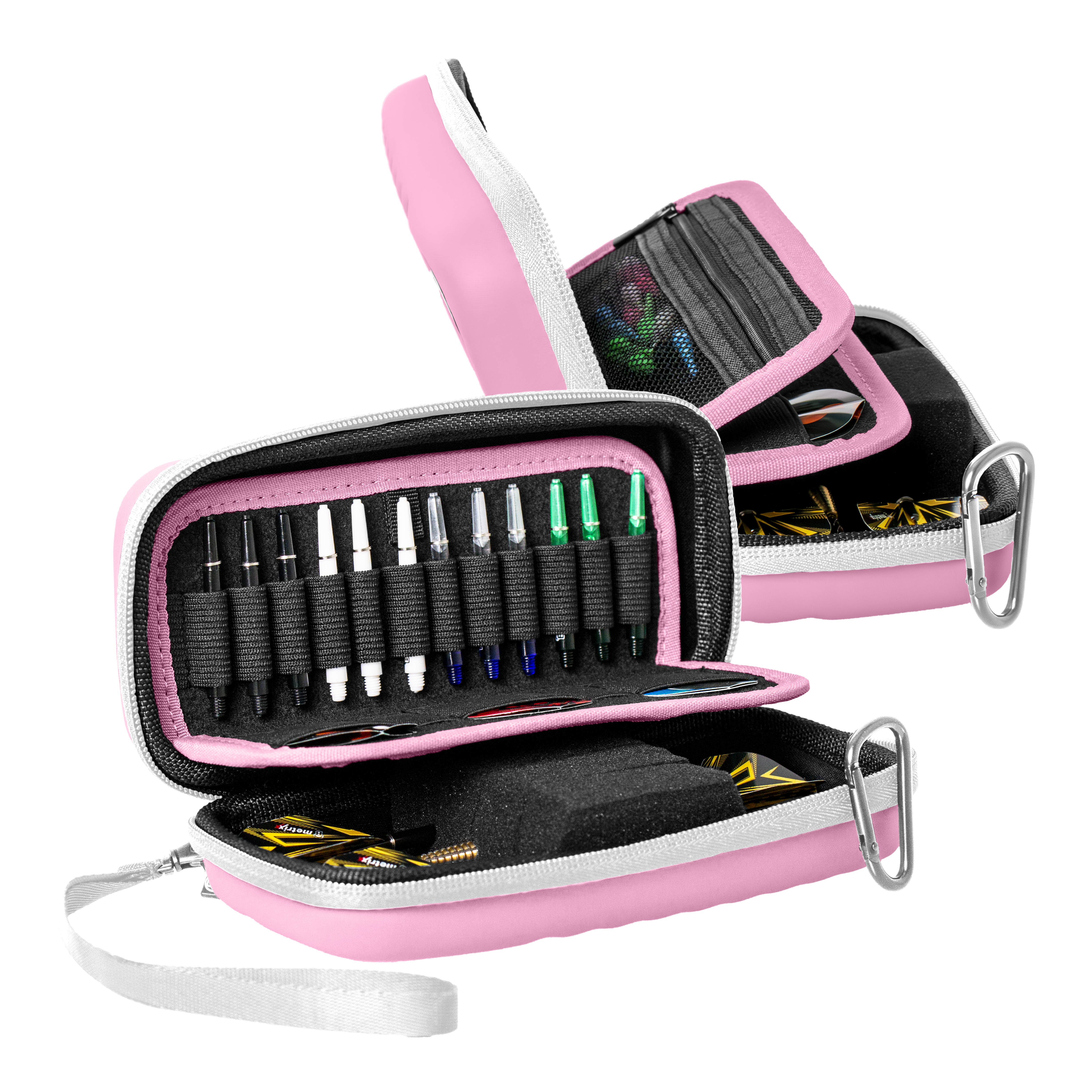 Bulls Orbis S dartkoffer - Roze Hier sieht man das Bulls Orbis S Dartcase in Pink aus einer anderen Perspektive. Das Dartcase bietet Schutz und Ordnung für Dartutensilien.