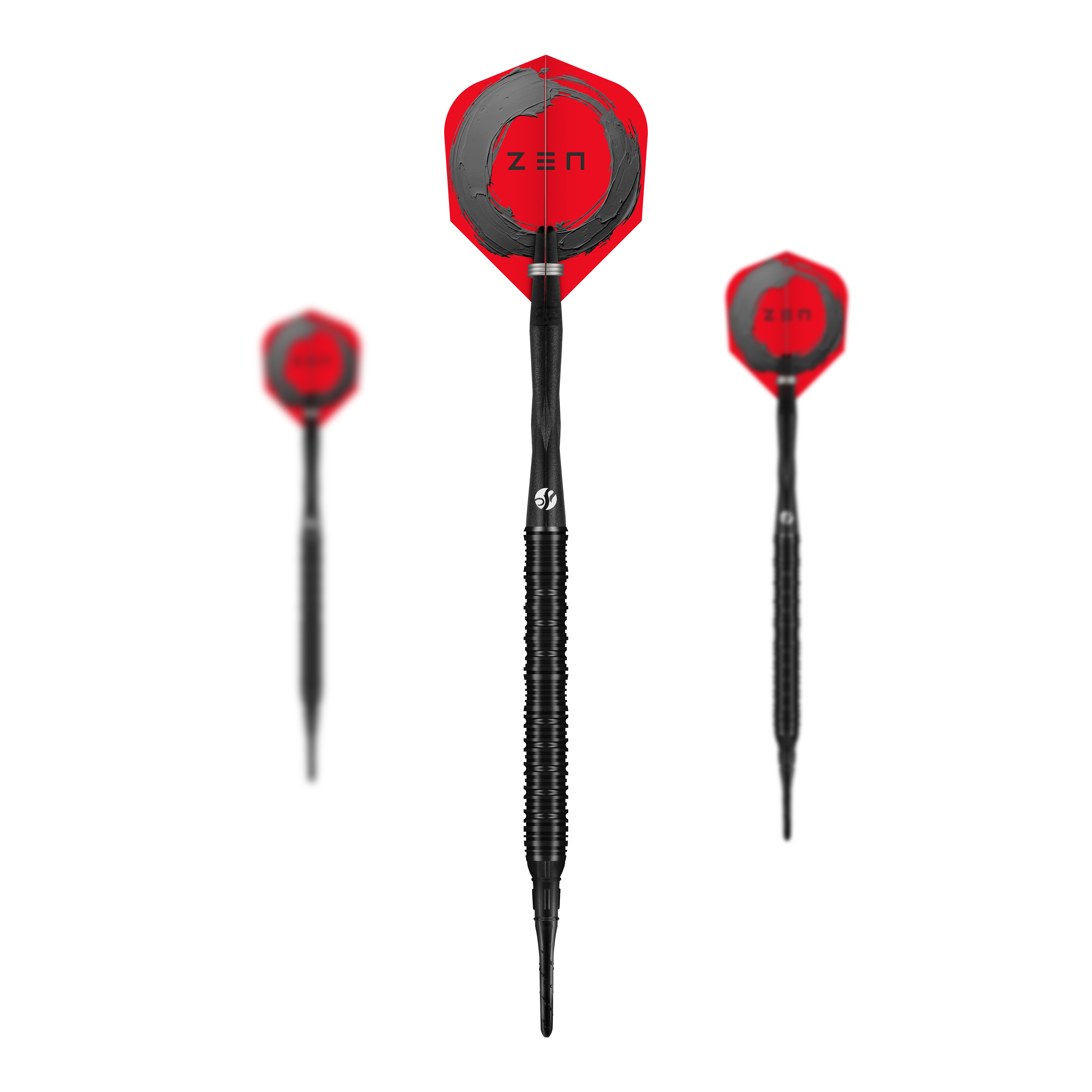 Shot ZEN Rechte Zachte Dartpijlen - 20 g Das Bild zeigt ein Set der Shot ZEN Straight Softdarts - 20g. Das Set ist komplett für den Dartgebrauch ausgelegt.