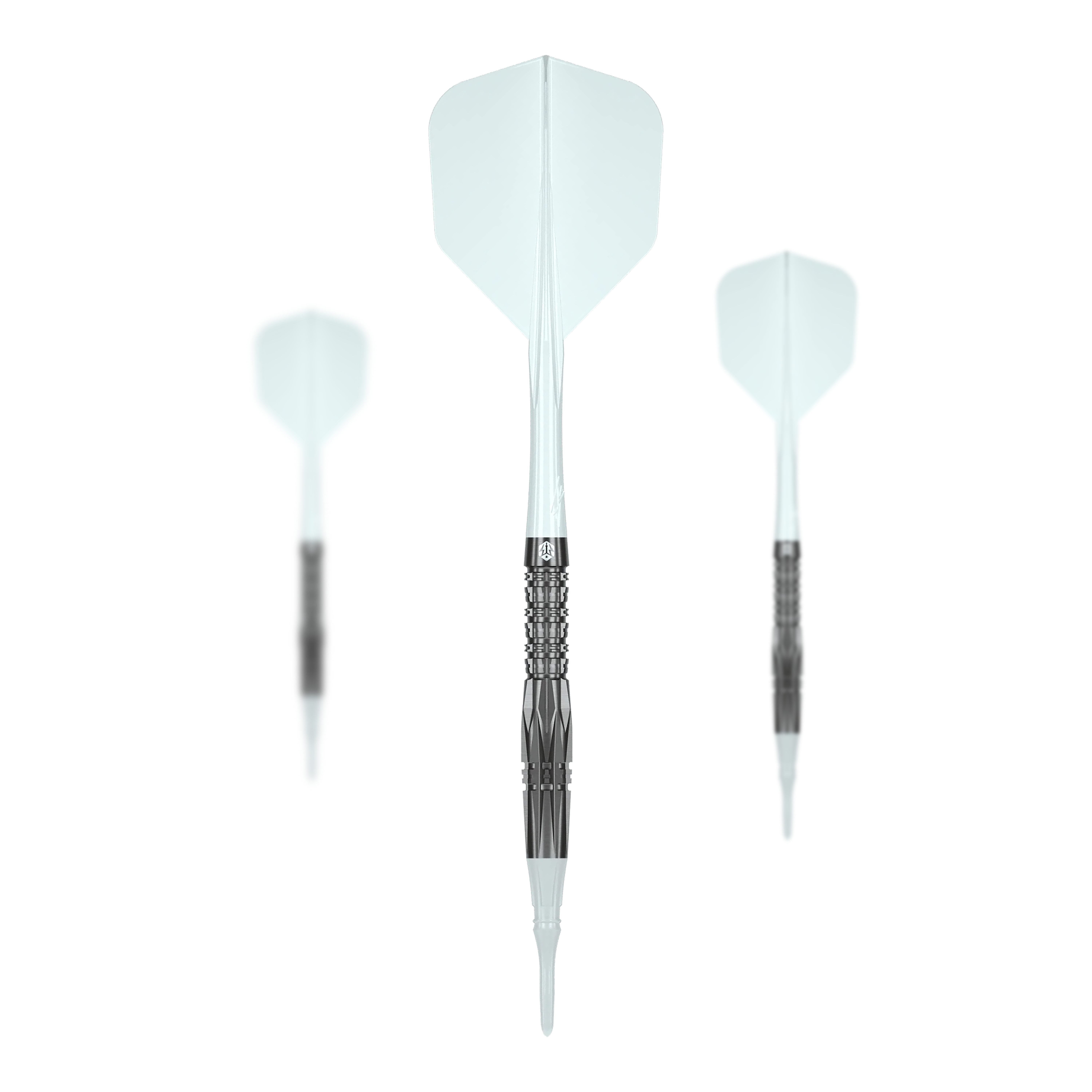 Caliburn Prisma P1 softdarts - 19 g Dargestellt ist das Set des Caliburn Prisma P1 Softdarts mit 19g. Das Produkt wird als komplettes Set für Softdart-Enthusiasten angeboten.
