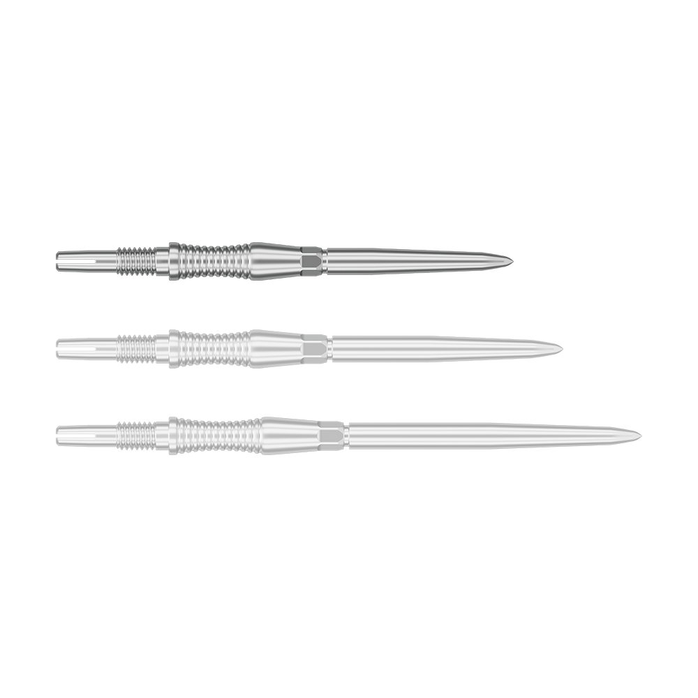Target Swiss Point Dartpunten Signature RST - Zilver Auf dem Bild ist ein Objekt mit dem Dateinamen 340300_Target_Swiss_Point_Dartspitzen_Signature_RST_Silber_30mm_1 zu sehen. Wahrscheinlich handelt es sich um Dartspitzen in Silber mit einer Länge von 30 mm.