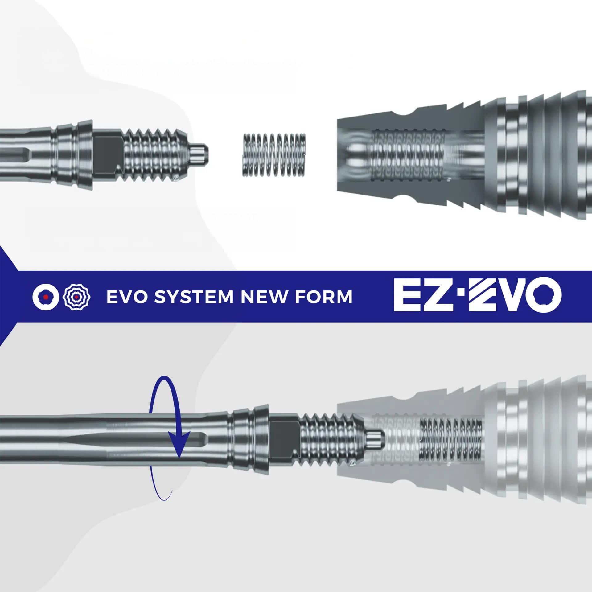 Caliburn EZ-EVO dartpunten - Glad - Goud Abbildung des Caliburn EZ-EVO Systems. Das Bild zeigt Komponenten oder Zubehör des Systems.