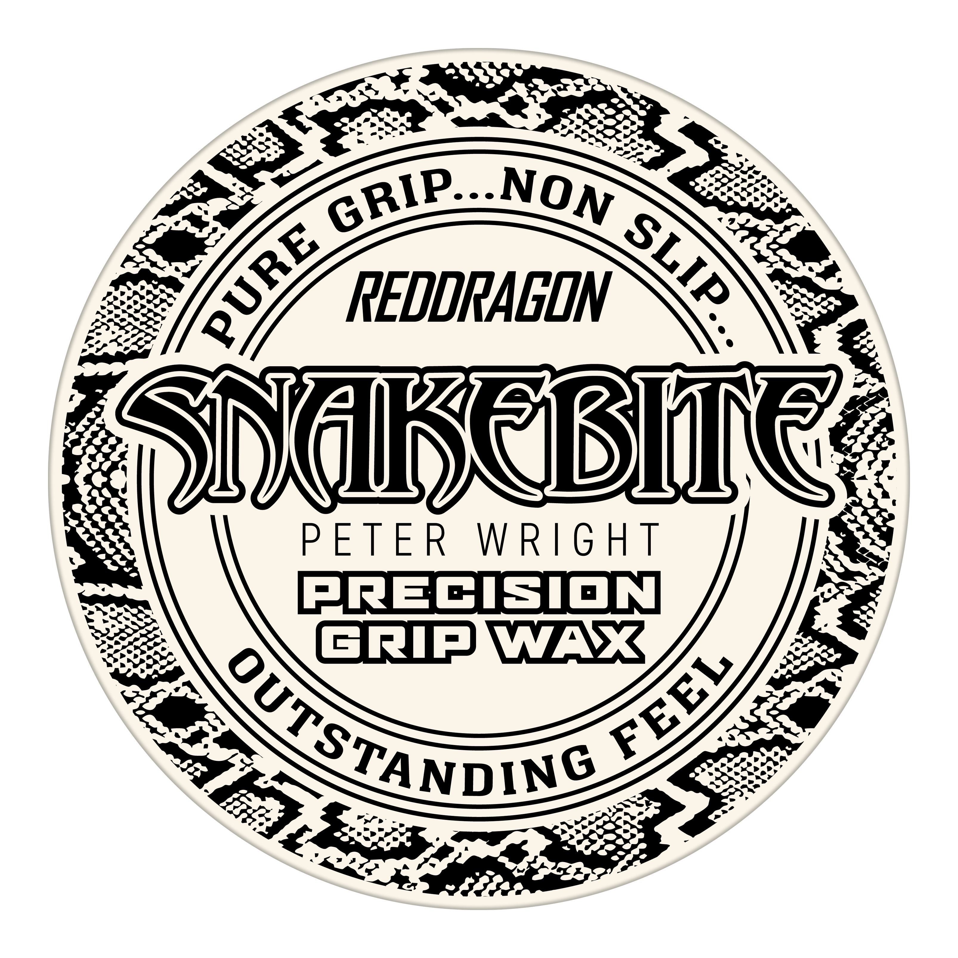 Red Dragon Peter Wright Snakebite Precision Grip Wax vinger wax Das Bild zeigt das Produkt "Red Dragon Peter Wright Snakebite Precision Grip Wax". Auf der Verpackung steht, dass es für einen sicheren Halt und ein herausragendes Griffgefühl sorgt.