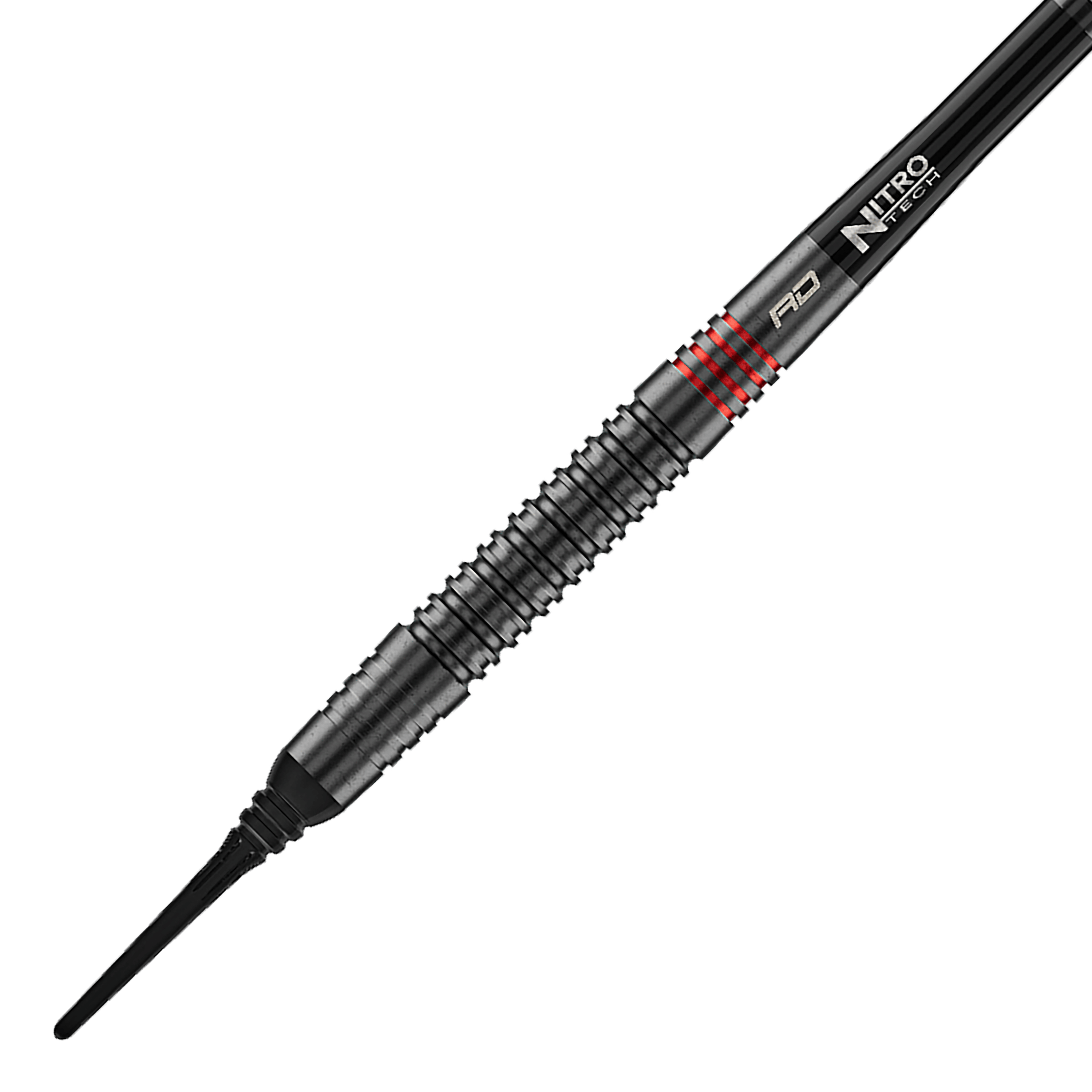 Red Dragon Jonny Clayton RD-ADV softdarts - 18 g Die Abbildung zeigt die Red Dragon Jonny Clayton RD-ADV Softdarts - 18g. Ein einzelner Softdart wird seitlich gezeigt.