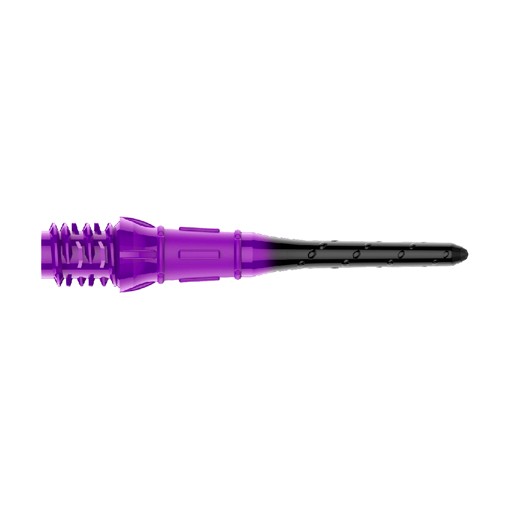 L-Style Premium Lippoint Gradiation Dart Tips (verpakking van 30) Abgebildet sind L-Style Premium Lippoint Dartspitzen im 30er Pack in Schwarz und Lila. Diese Dartspitzen eignen sich für präzises Dartspiel und bieten hohe Qualität.