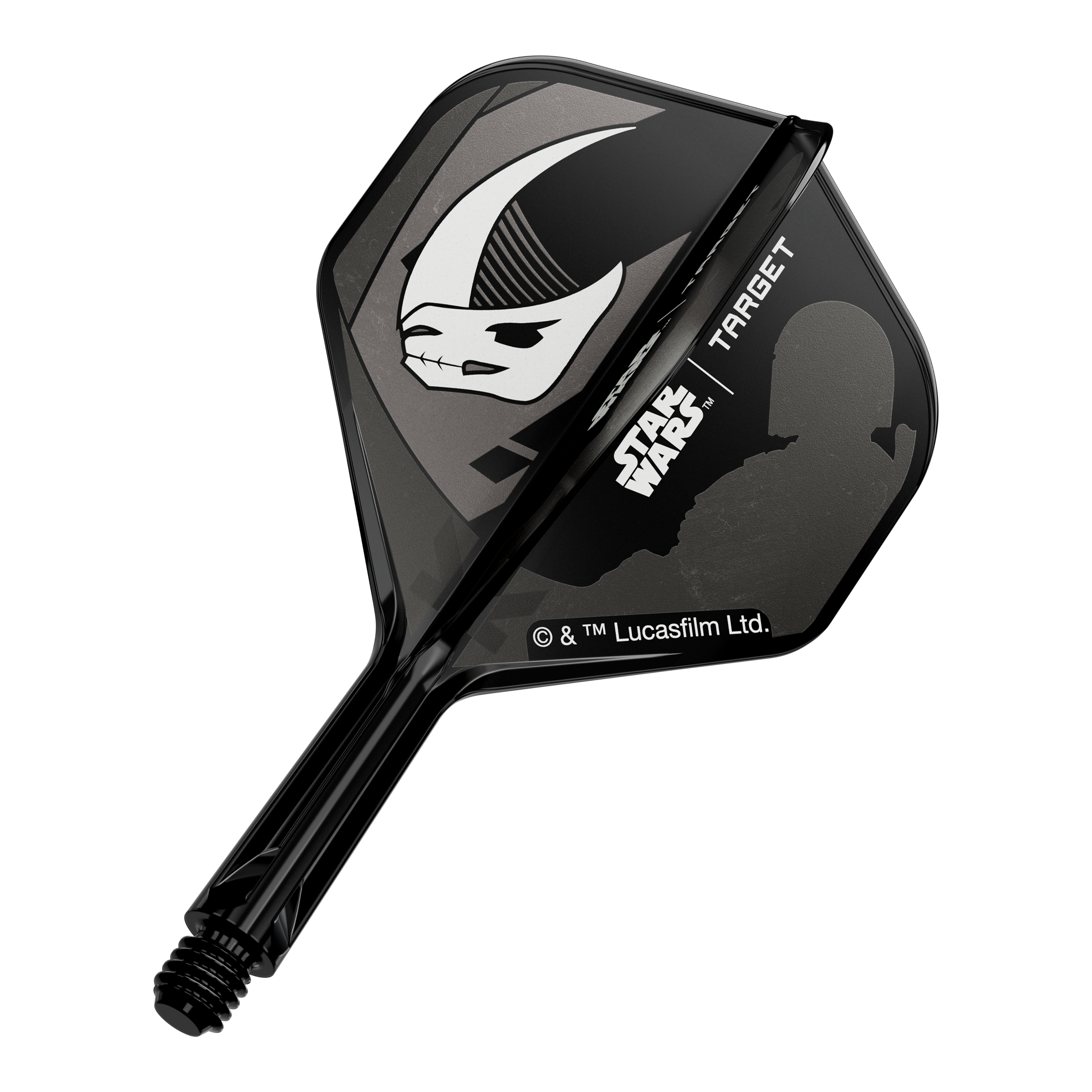 Target Star Wars K-Flex Set Mandalorian No2 Standaard Flights Gezeigt wird ein Dart-Flight mit Mandalorianer-Rüstung aus Star Wars. Das Produkt ist ein 'K-Flex Mandalorian Armour No2 Standard Flights' mit 19mm.