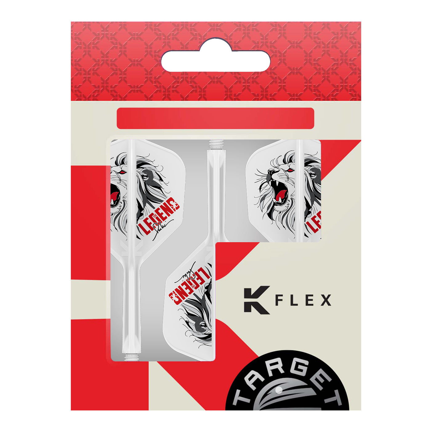 Abgebildet sind die Target Japan K-Flex Paul Lim The Legend Printed No6 Flights. Die Flights haben ein markantes Design und sind für das Dartspiel geeignet.