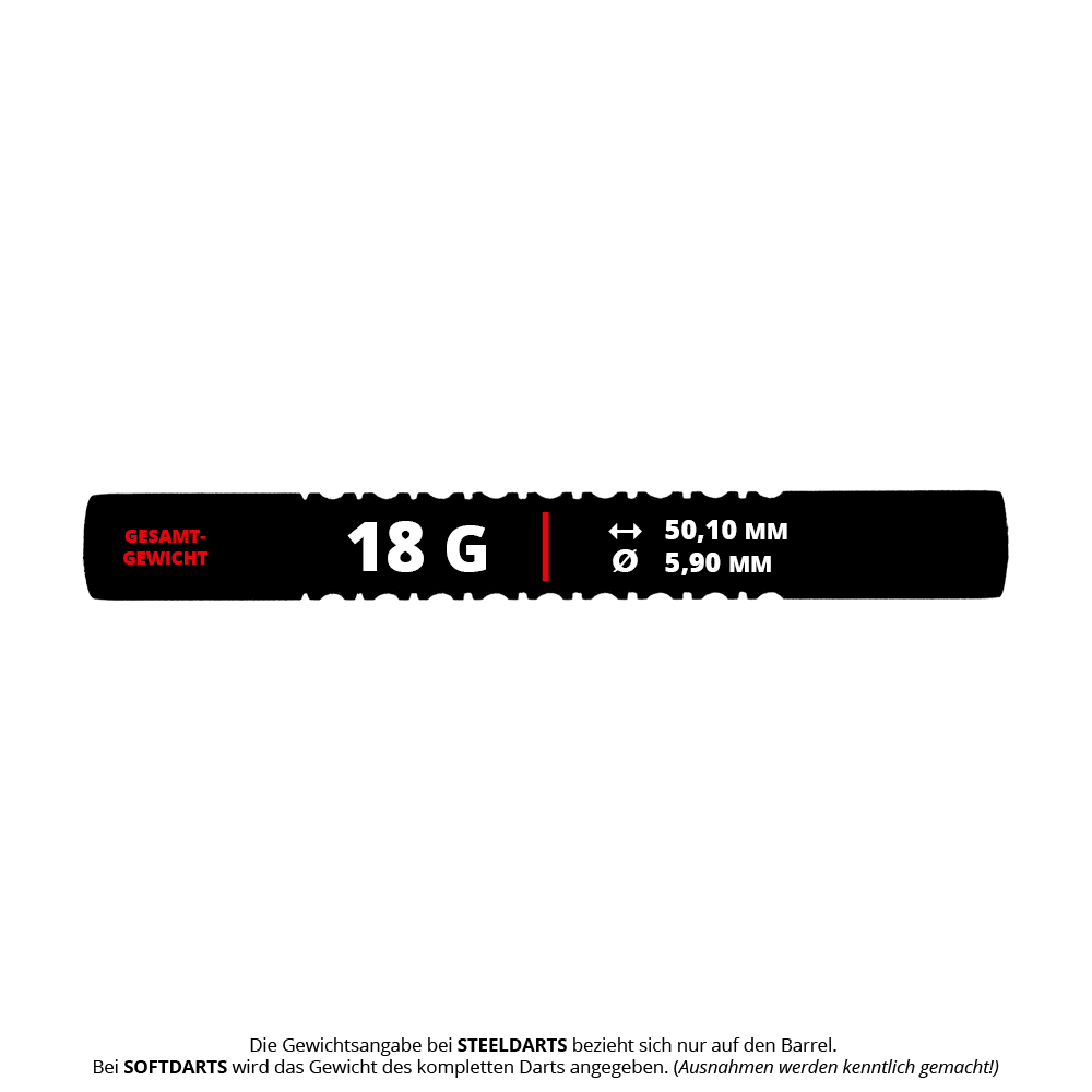 Zu sehen sind McDart Ring 2 Softdart Barrels mit 18g Gewicht. Diese Softdart-Barrels haben ein doppeltes Ringdesign.