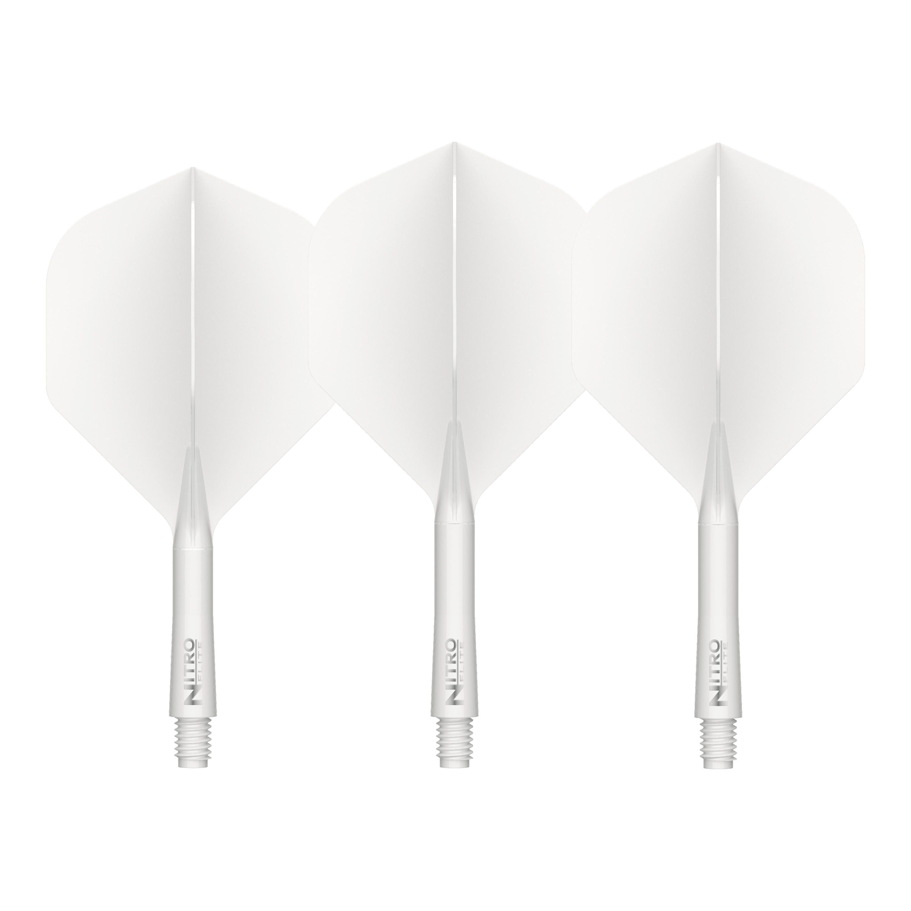 Red Dragon Nitroflite witte schacht, witte flights nr. 2 Abgebildet sind die Red Dragon Nitroflite White Shaft White Flights No2. Diese Flights und Shafts sind in Weiß gehalten.