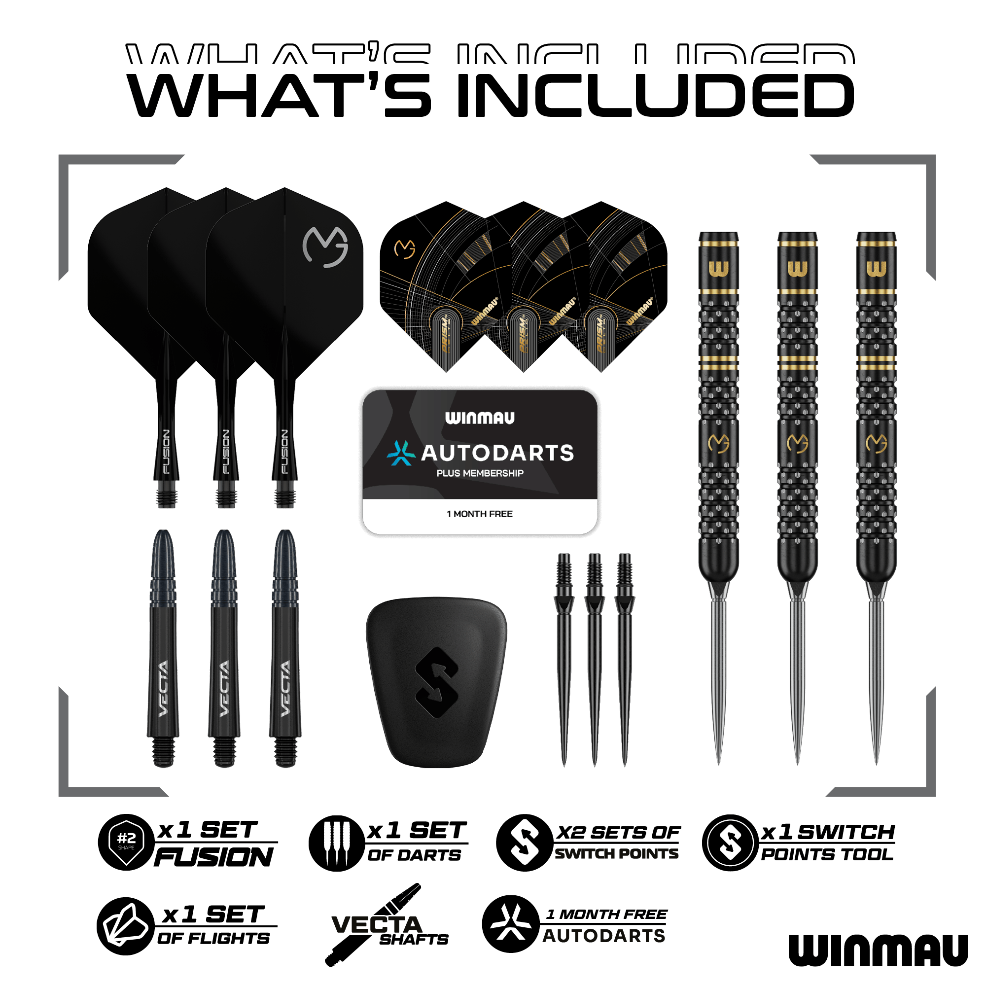 Winmau Michael Van Gerwen W-MAX Switch Point stalen dartpijlen Winmau Michael Van Gerwen W-MAX Switch Point stalen dartpijlen