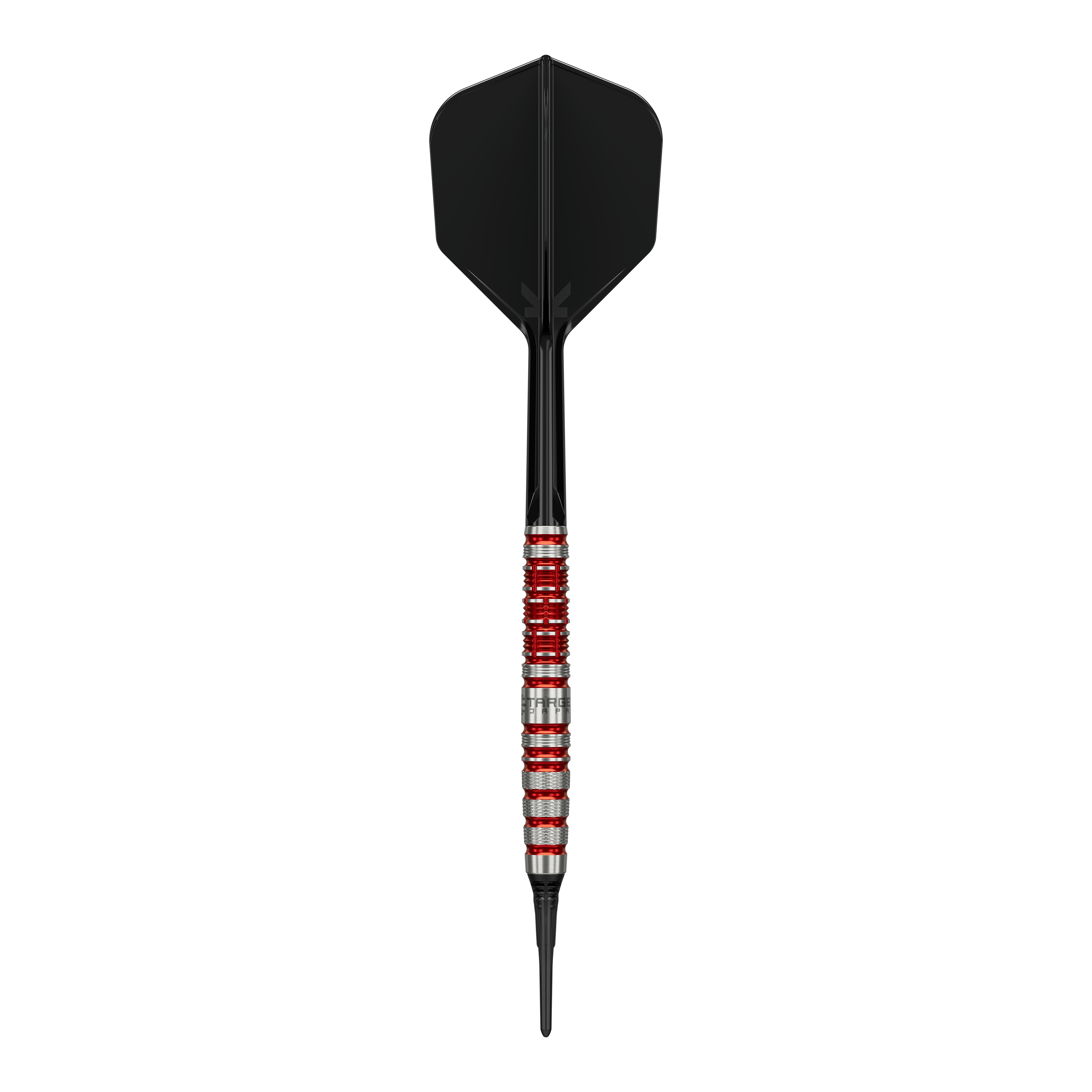 Target Black Marque Spinel Soft Darts - 21,5 g Target Black Marque Spinel Softdarts - 21,5g ist ein professioneller Dartpfeil. Das Bild hebt die Form und das Aussehen des Softdarts hervor.