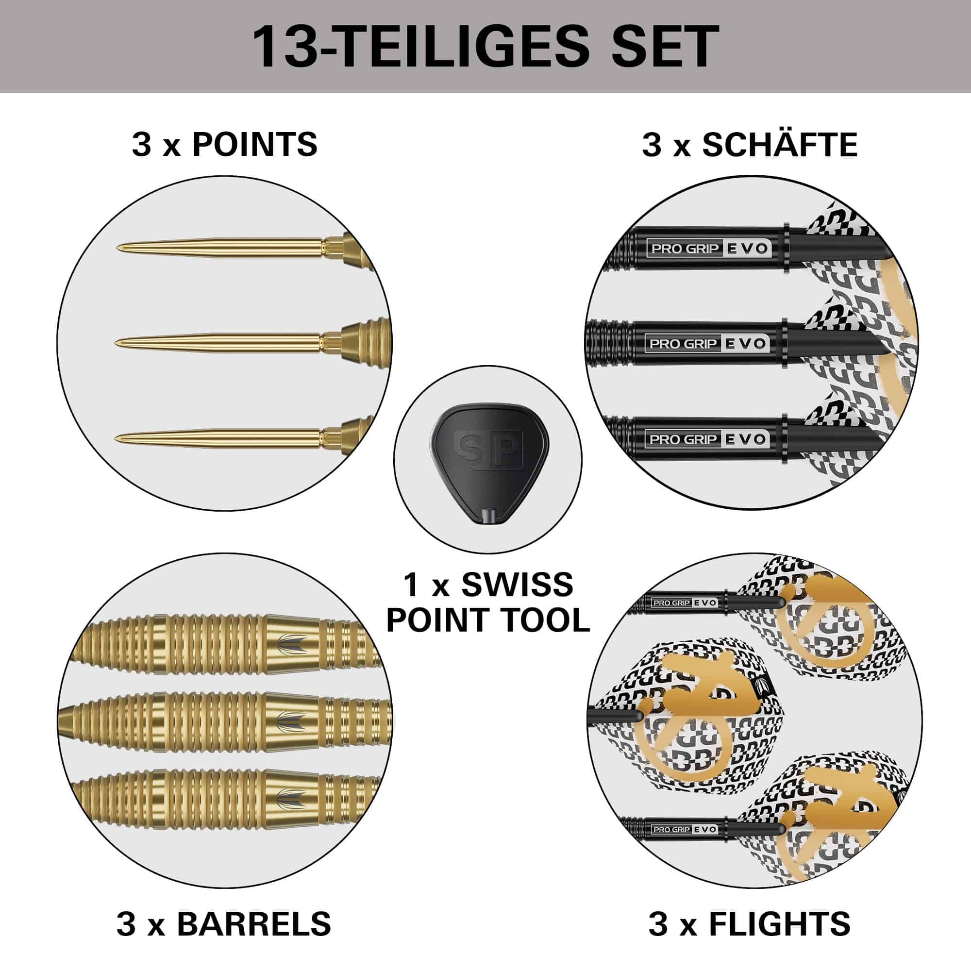 Target Bolide Envy 05 Swiss Point stalen dartpijlen Das Bild zeigt die Target Bolide Envy 05 Swiss Point Steeldarts. Die Darts liegen deutlich sichtbar auf einem dunklen Hintergrund.