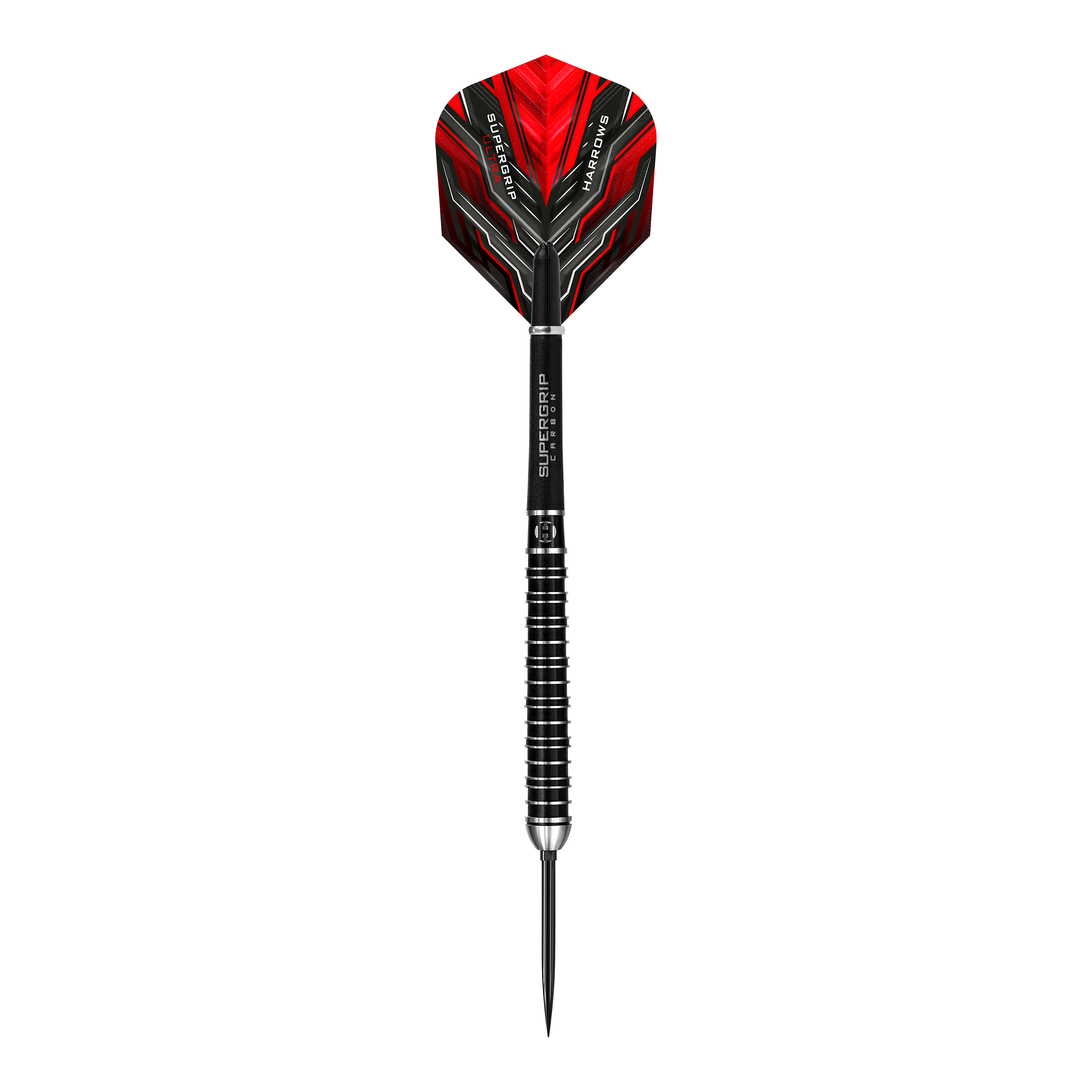 Harrows Supergrip Ultra Quick Point stalen dartpijlen Das Produkt Harrows Supergrip Ultra Quick Point Steeldarts ist zu sehen. Die Oberfläche der Darts wird gezeigt.