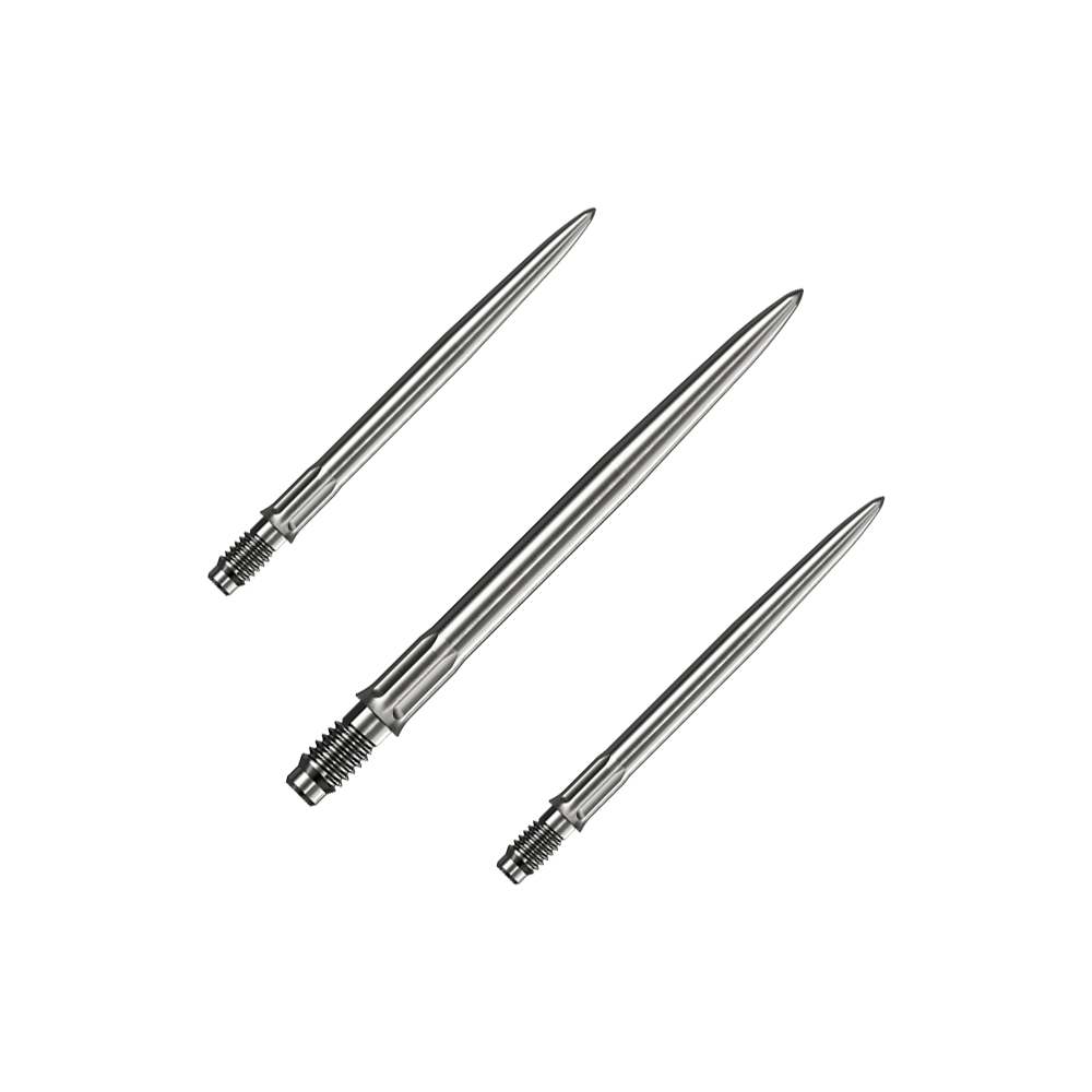Mission R2.5 Rapid Point SM1 Dartpunten - Zilver Ein Set silberner Dartspitzen ist abgebildet. Es sind Mission R25 Rapid Point SM1 Dartspitzen mit 30mm Länge.