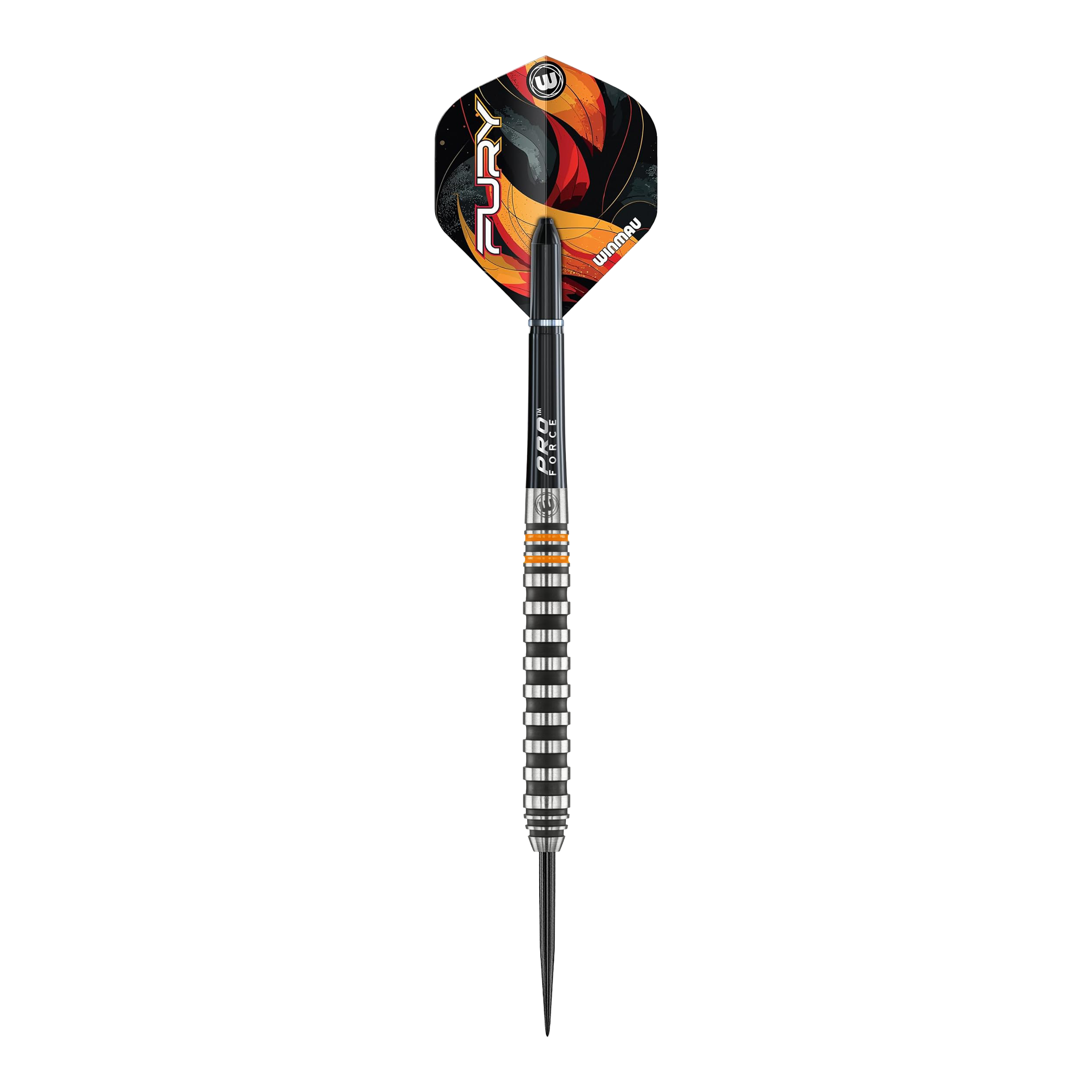 Winmau Fury stalen dartpijlen - 22 g Hier sieht man die Winmau Fury Steeldarts - 22g. Die Darts bieten ein ausgewogenes Wurfgefühl für Dartspieler.