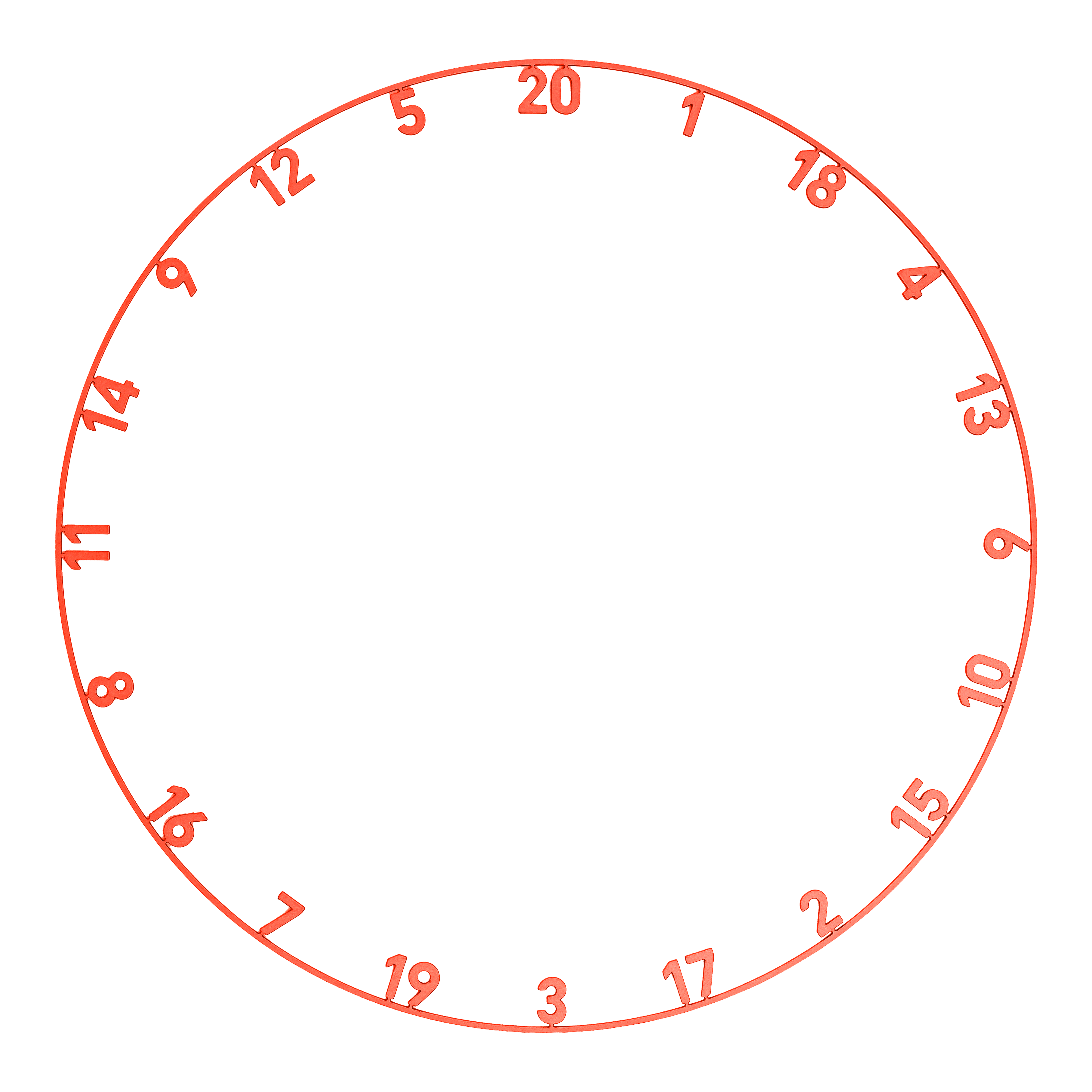 Precieze 180 OnePiece Lasercut Nummerring Das Bild zeigt einen Zahlenring mit Lasercut-Design in Inferno Red. Dieses Zubehör gehört zum Darts-Sport.