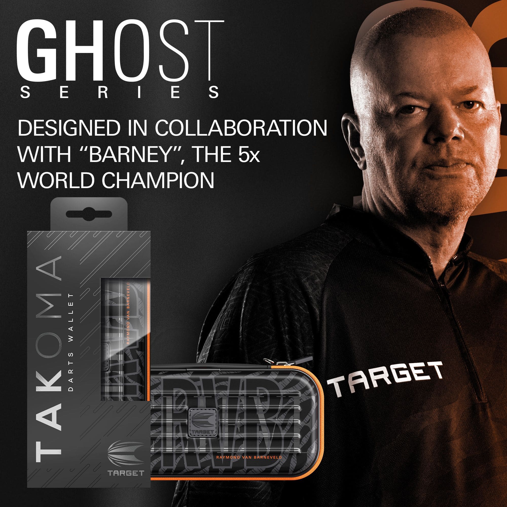 Takoma Ghost Series Raymond Van Barneveld dartkoffer Zu sehen ist das Takoma Ghost Series Raymond Van Barneveld Dartcase. Es ist ein stabiles Etui für Darts, inspiriert von Raymond Van Barneveld.