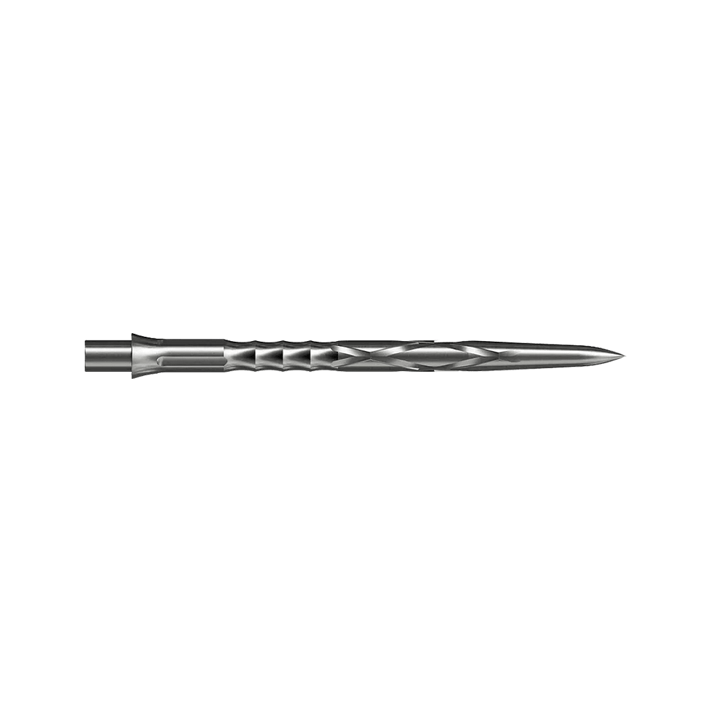 Caliburn System stalen dartpunten - HAN G2 - Zilver Gezeigt wird eine silberne Steeldartspitze Caliburn Evo System HAN G2 in 36 mm Länge. Die Spitze ist für Steeldarts gedacht.
