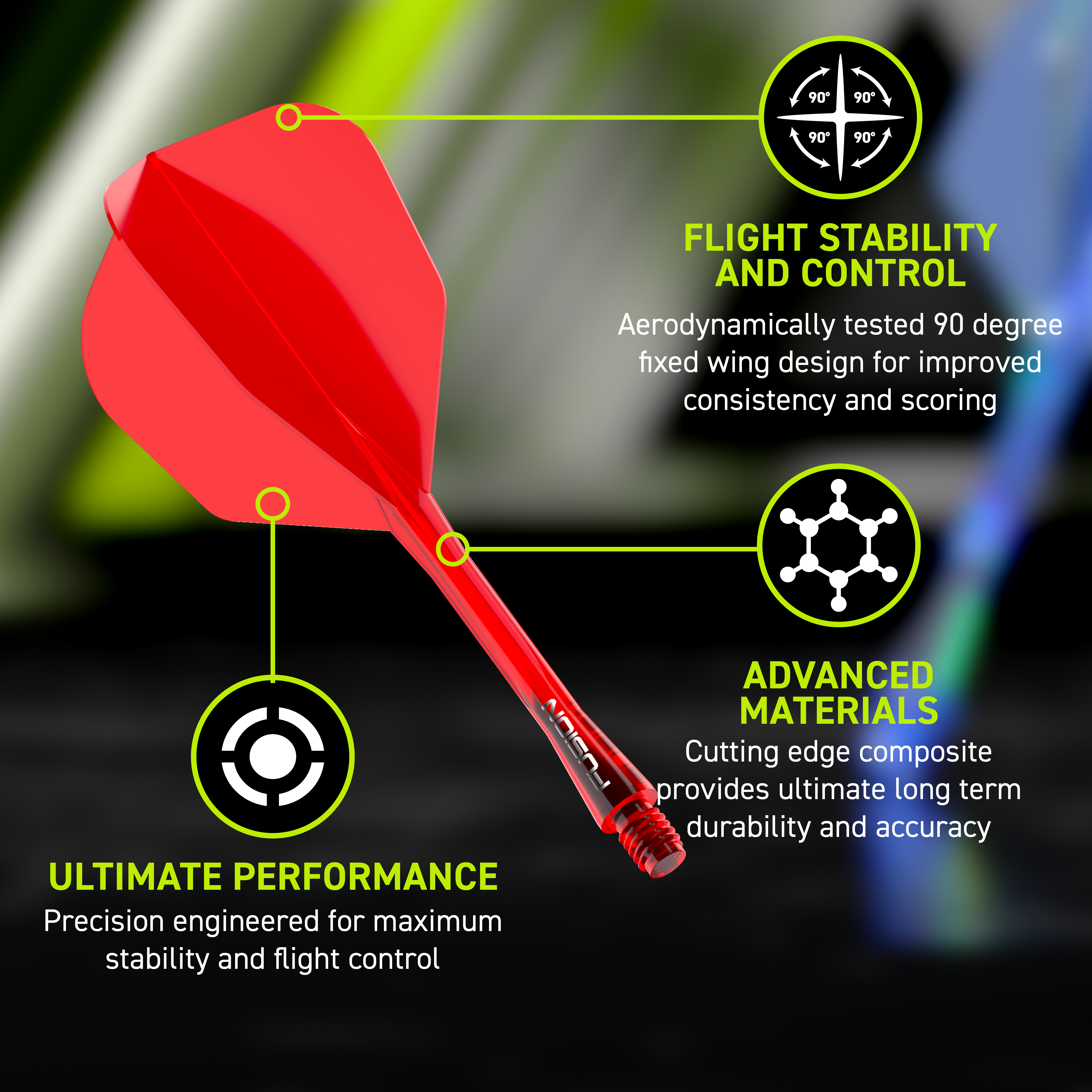 Winmau Fusion Flight Shaft System No6 Rood Abgebildet ist das Winmau Fusion Flight-Shaft-System No6 in Rot. Es ist als hochwertiges Flight- und Shaft-System für Dartpfeile konzipiert.