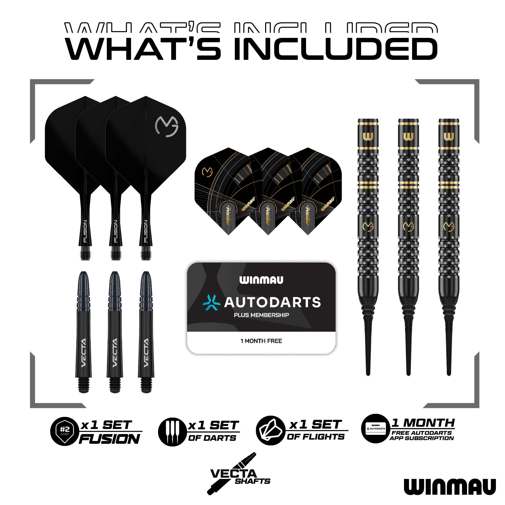 Winmau Michael Van Gerwen W-MAX zachte dartpijlen - 18g