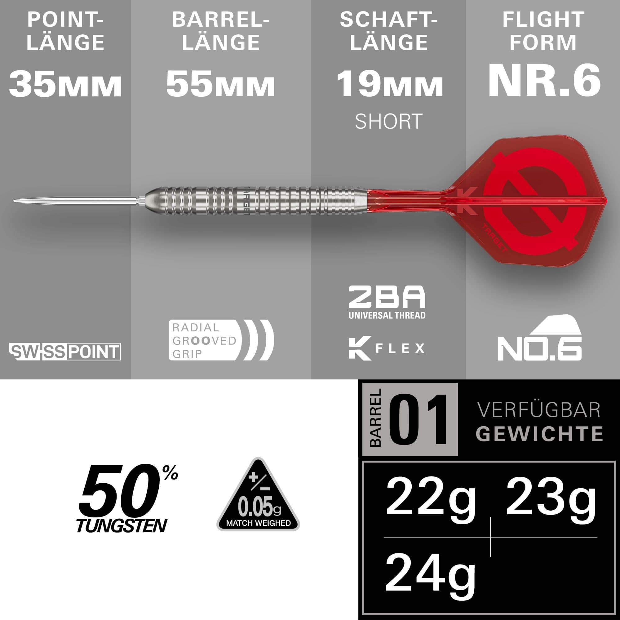 Targetgroep O 03 Swiss Points stalen dartpijlen