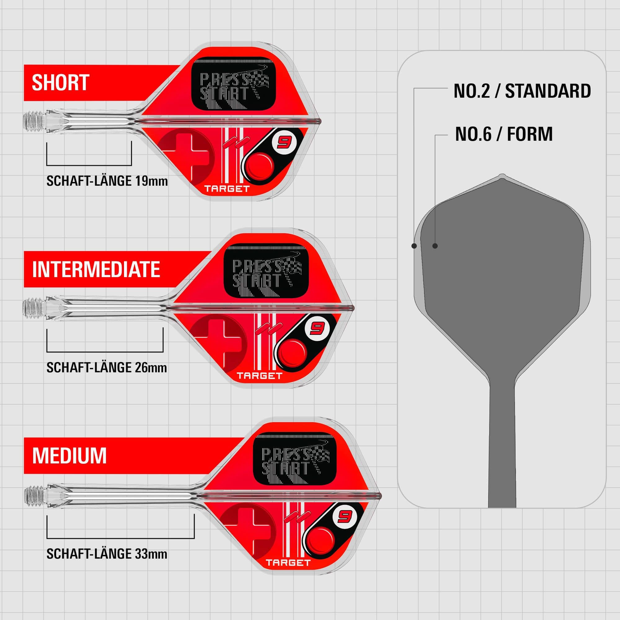 Target K-Flex Press Start No2 Standaard Flights Das Bild zeigt Target K-Flex Press Start No2 Standard Flights. Die Flights sind für Dartpfeile gedacht.