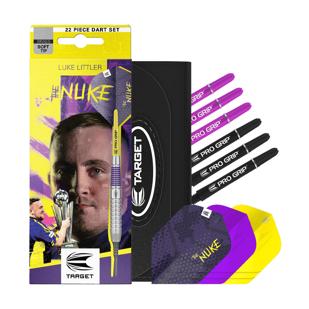 Target Luke Littler Brass Soft Darts - 19g Das Bild zeigt die Target Luke Littler Brass Softdarts - 19g. Die Darts eignen sich zum Spielen auf elektronischen Dartboards.