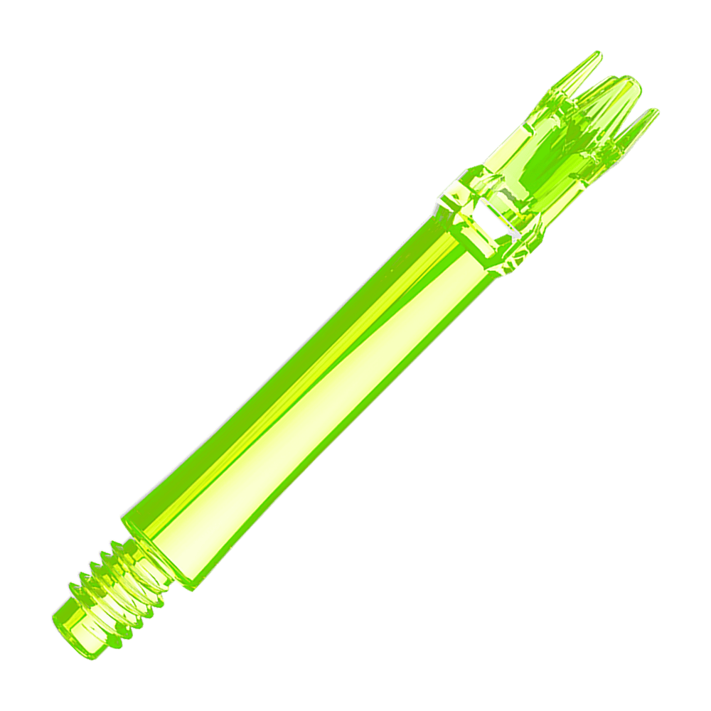 L-Style L-System vervangingsschachten - Neongeel Das Produkt zeigt zwei neongelbe Ersatzshafts. Die Anordnung ist linear und die Farbe ist leuchtend.