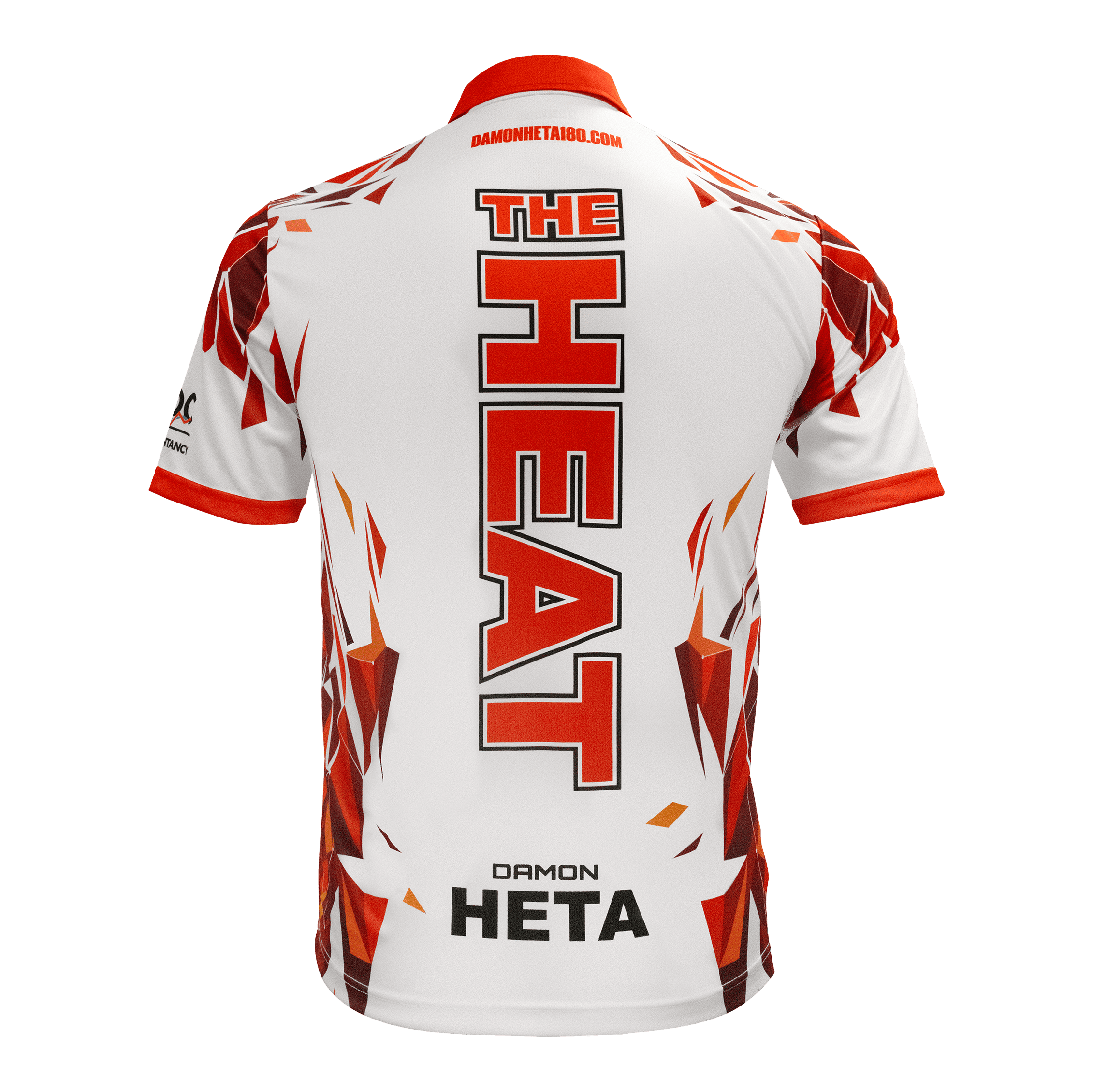 Harrow's Damon Heta-spelersshirt Auf diesem Bild ist das Harrows Damon Heta Playershirt zu sehen. Es ist ein spezielles Trikot für Dartspieler.