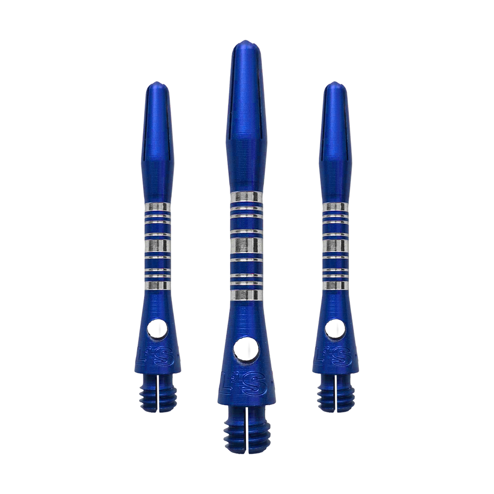 Bulls NL Supra aluminium shafts - blauw - 34 mm Das Bild zeigt ein Set Bulls NL Supra Aluminium Shafts in Blau mit 34 mm Länge. Die Schäfte sind aus Aluminium gefertigt und bieten eine hohe Qualität.