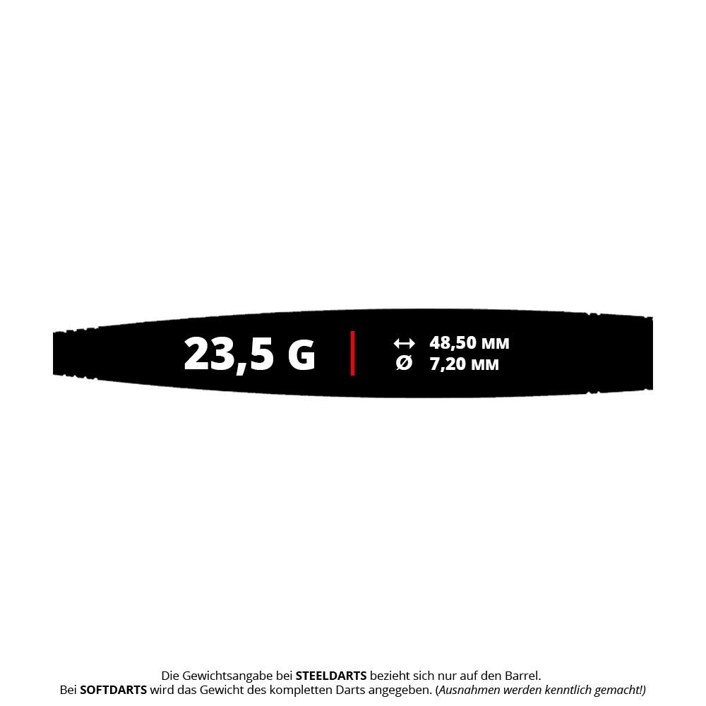Caliburn Chord C2 stalen dartpijlen - 23,5 g Abgebildet ist der Caliburn Chord C2 Steeldart mit einem Gewicht von 23,5g. Der Dart eignet sich für ambitionierte Spieler und hat ein schlankes Design.