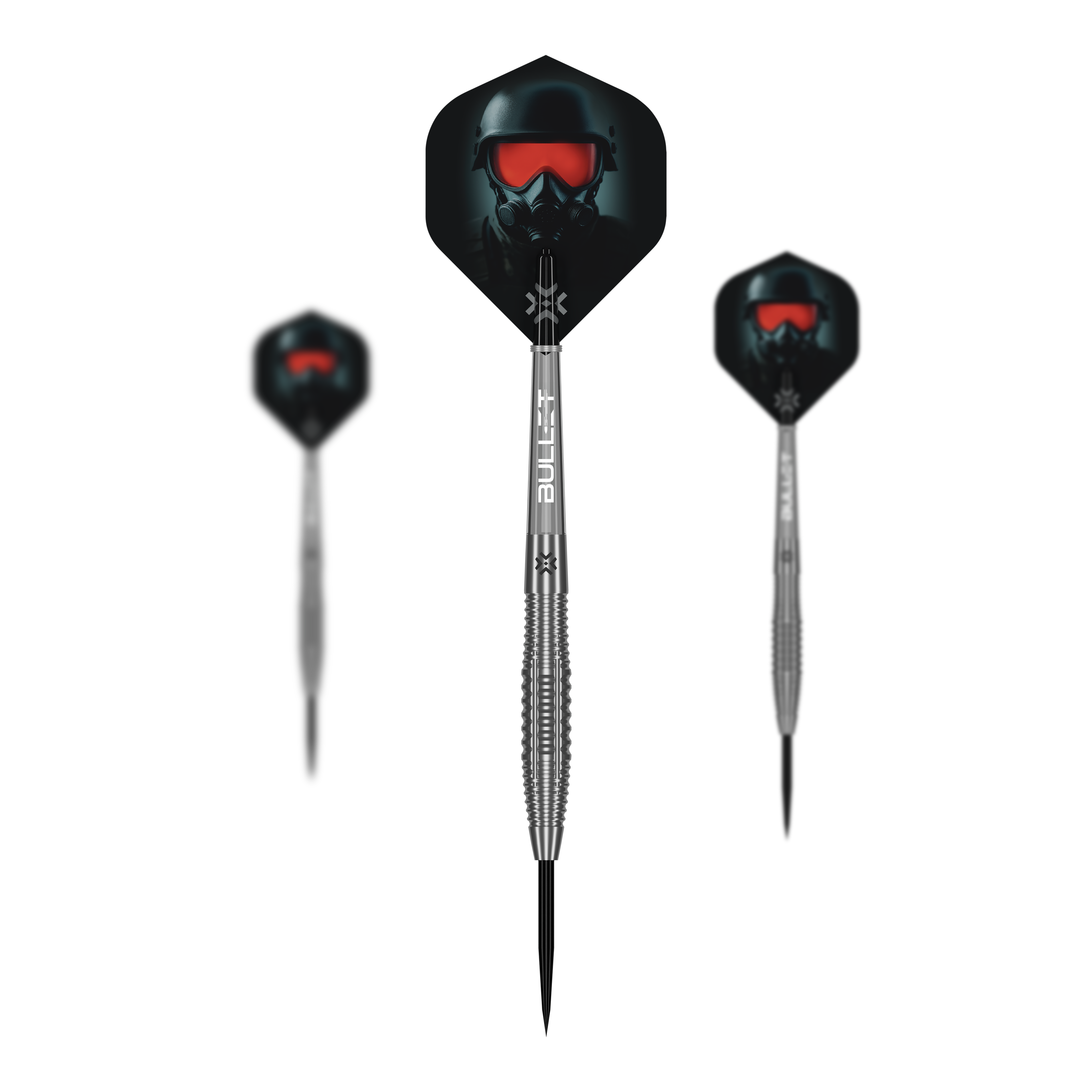Bullet Ranger stalen darts Dieses Bild zeigt ein Set der Bullet Ranger Steeldarts. Das Produkt ist ideal für Dartspieler.