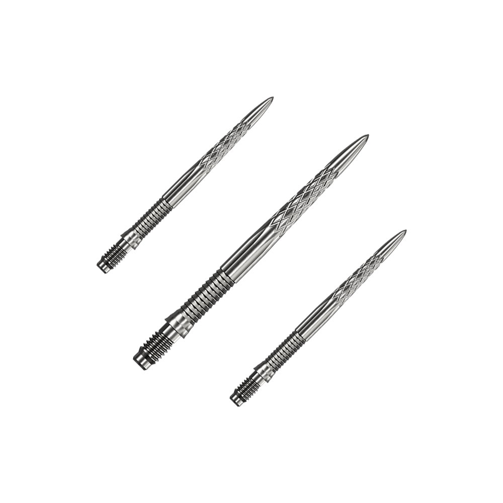 Mission R2.5 Rapid Point DSX dartpunten - zilver Das Bild zeigt Mission R25 Rapid Point DSX Dartspitzen in Silber mit einer Länge von 30mm, als Set verpackt. Die Dartspitzen sind speziell für den Dartsport entwickelt.