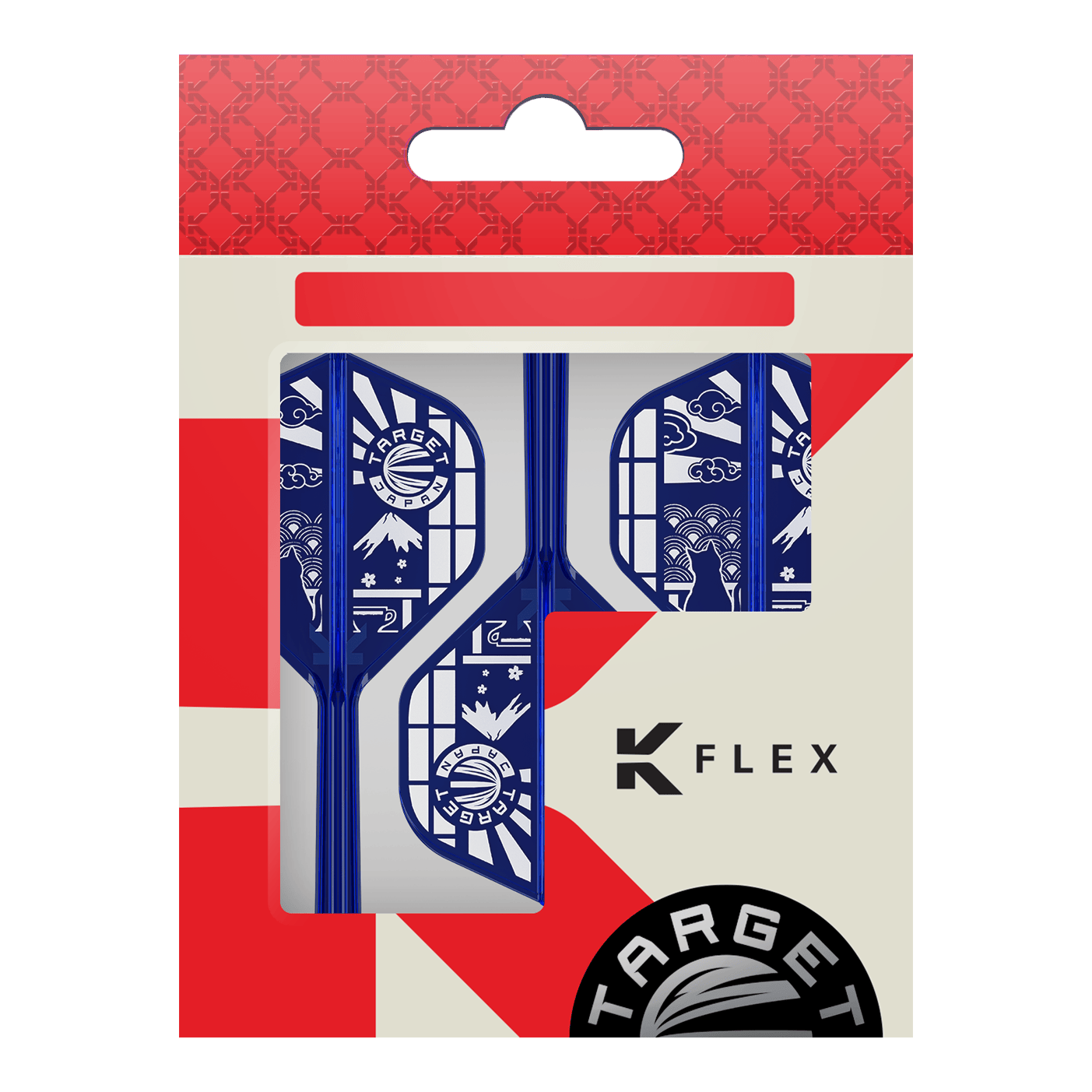 Target Japan K-Flex Blue Limited No2 Standaardvluchten Hier sind die Target Japan K-Flex Blue Limited No2 Standard Flights abgebildet. Die Flights haben eine typische Standardform und sind blau.