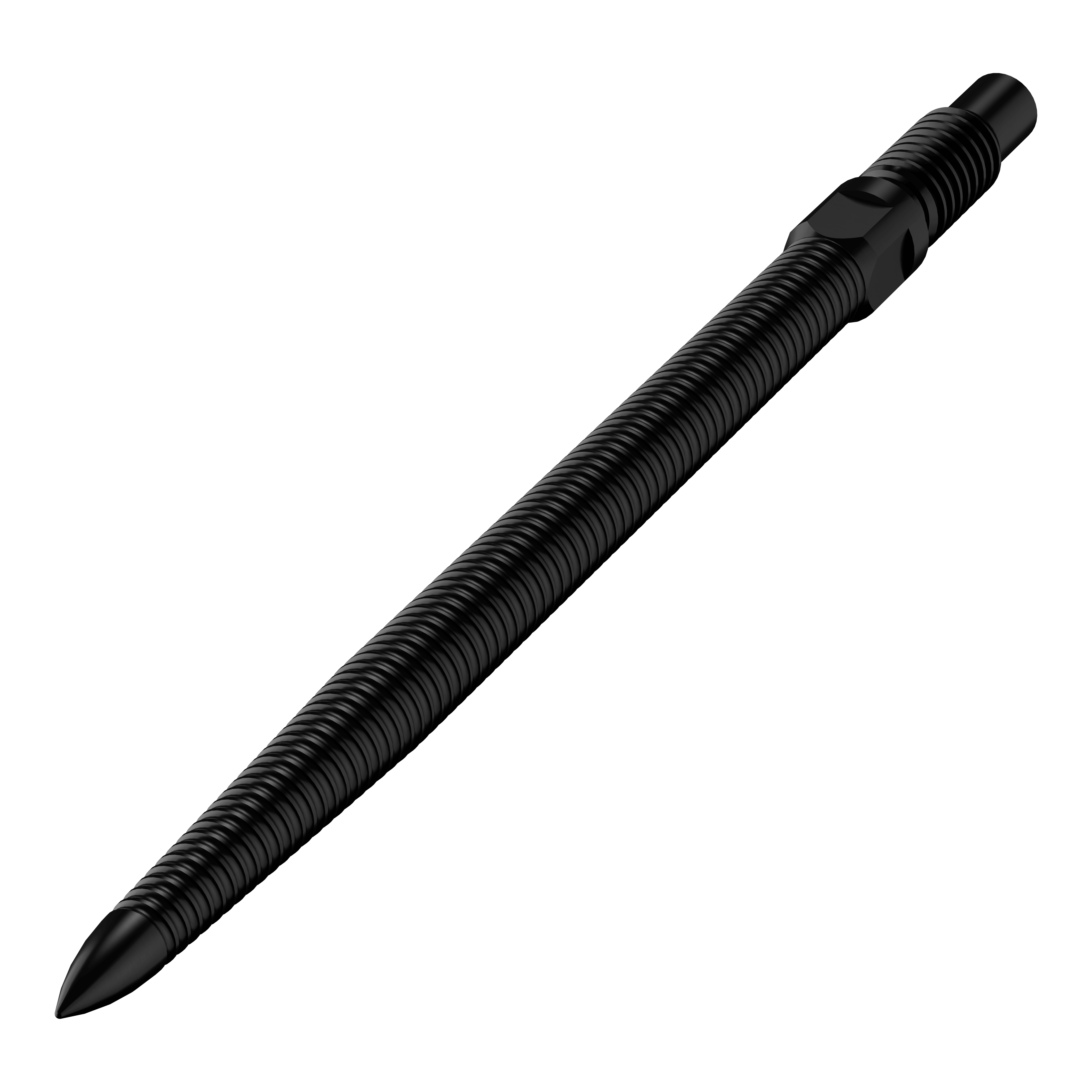 Bulls NL Convertible Point Dart Tips - Micro Grip - Zwart Das Bild zeigt eine einzelne schwarze Dartspitze mit feiner MicroGrip-Struktur. Diese trägt den Namen BU57704_BullsNL_Convertible_Points_MicroGrip_Schwarz_32mm_2.