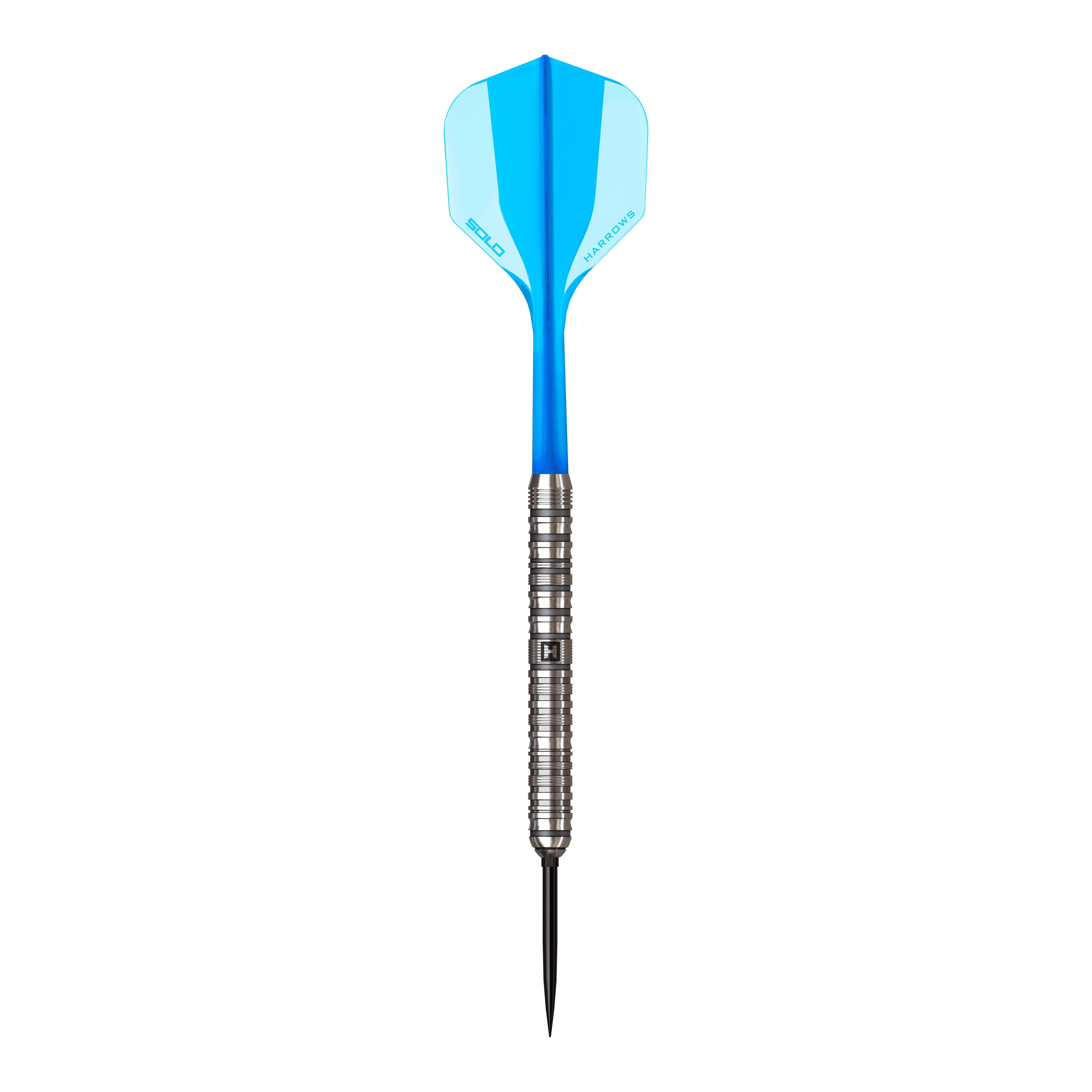 Ein Steeldart aus der Flux Parallel QuickPoint Serie ist zu sehen. Er ist schlank und silberfarben.