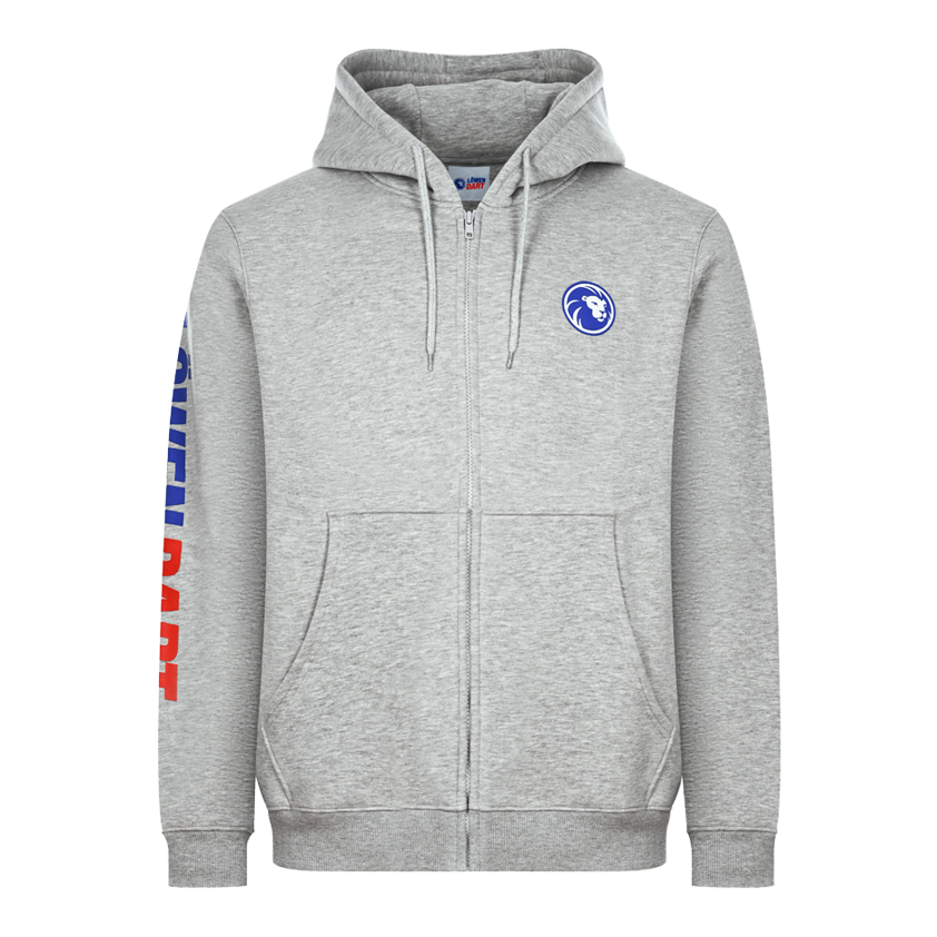 Löwen Collection Zip Hoodie Hier ist der Löwen Kollektion Zip-Hoodie abgebildet. Der Hoodie hat einen Reißverschluss und gehört zur Löwen Kollektion.