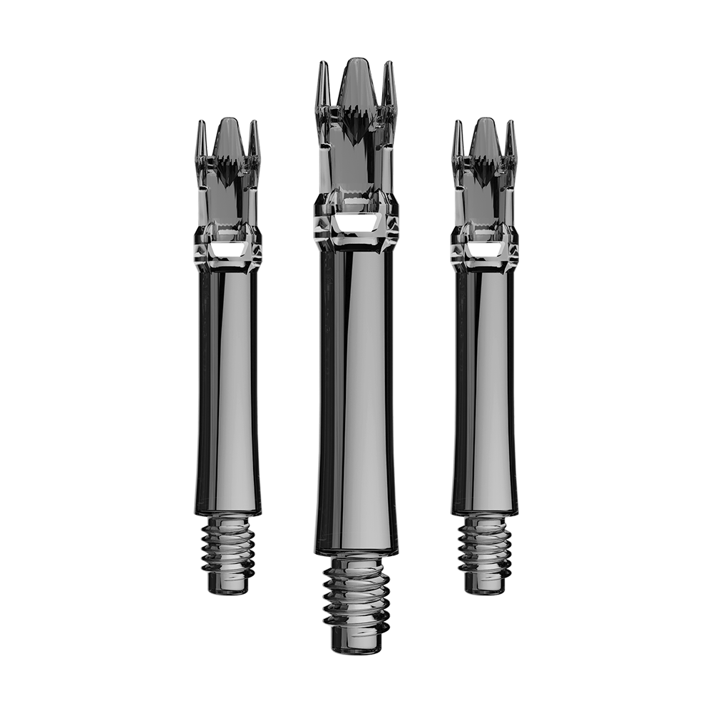 L-Style L-System vervangingsschachten - Transparant zwart Ein Set Ersatzshafts in schwarzem transparentem Design. Die Shafts sind bündig arrangiert.
