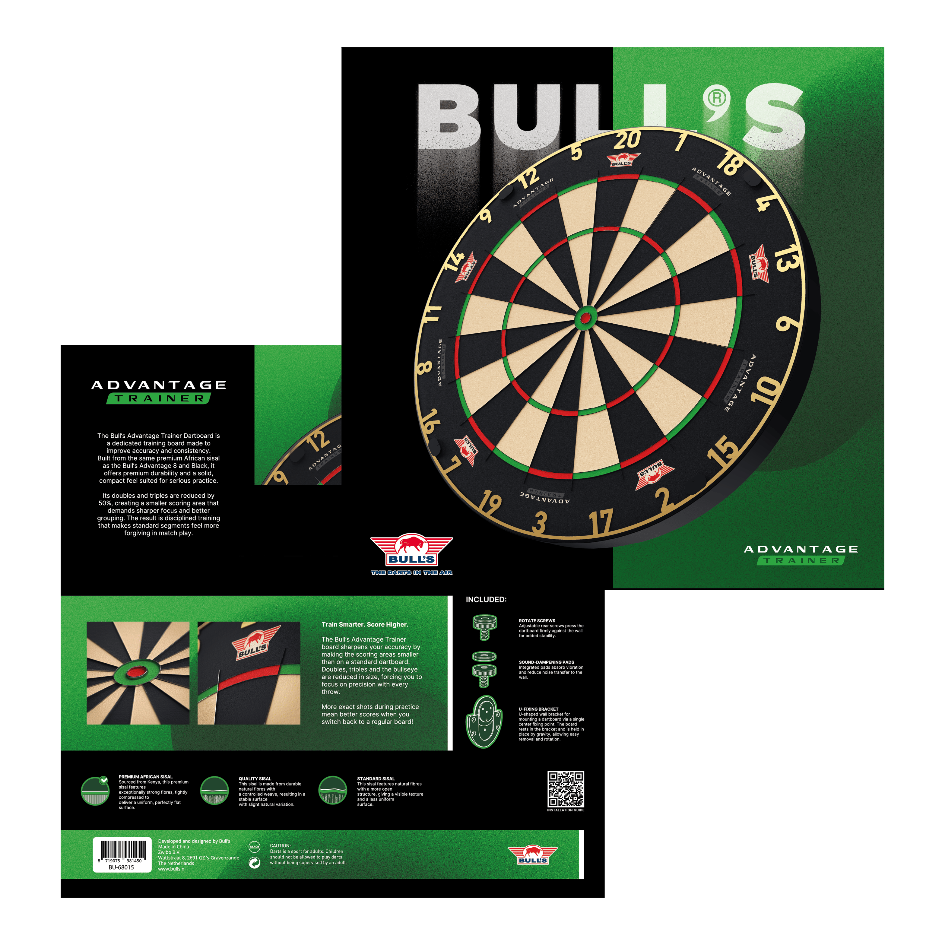 Bulls NL Advantage 8 TRAINER stalen dartbord