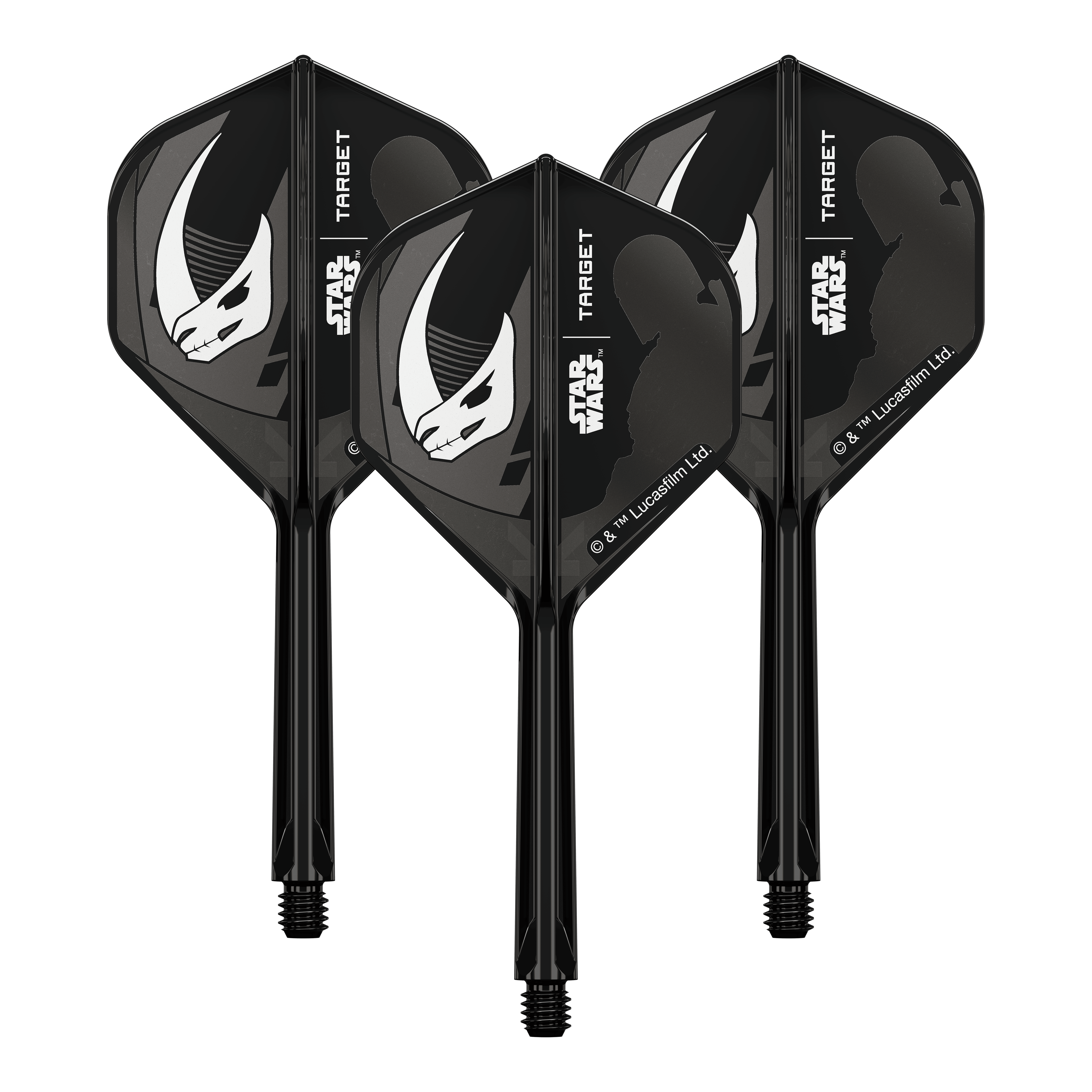 Target Star Wars K-Flex Set Mandalorian No2 Standaard Flights Abbildung eines Star Wars K-Flex Mandalorian Armour Produkts. Es handelt sich um Standard Flights mit 33 mm Länge.