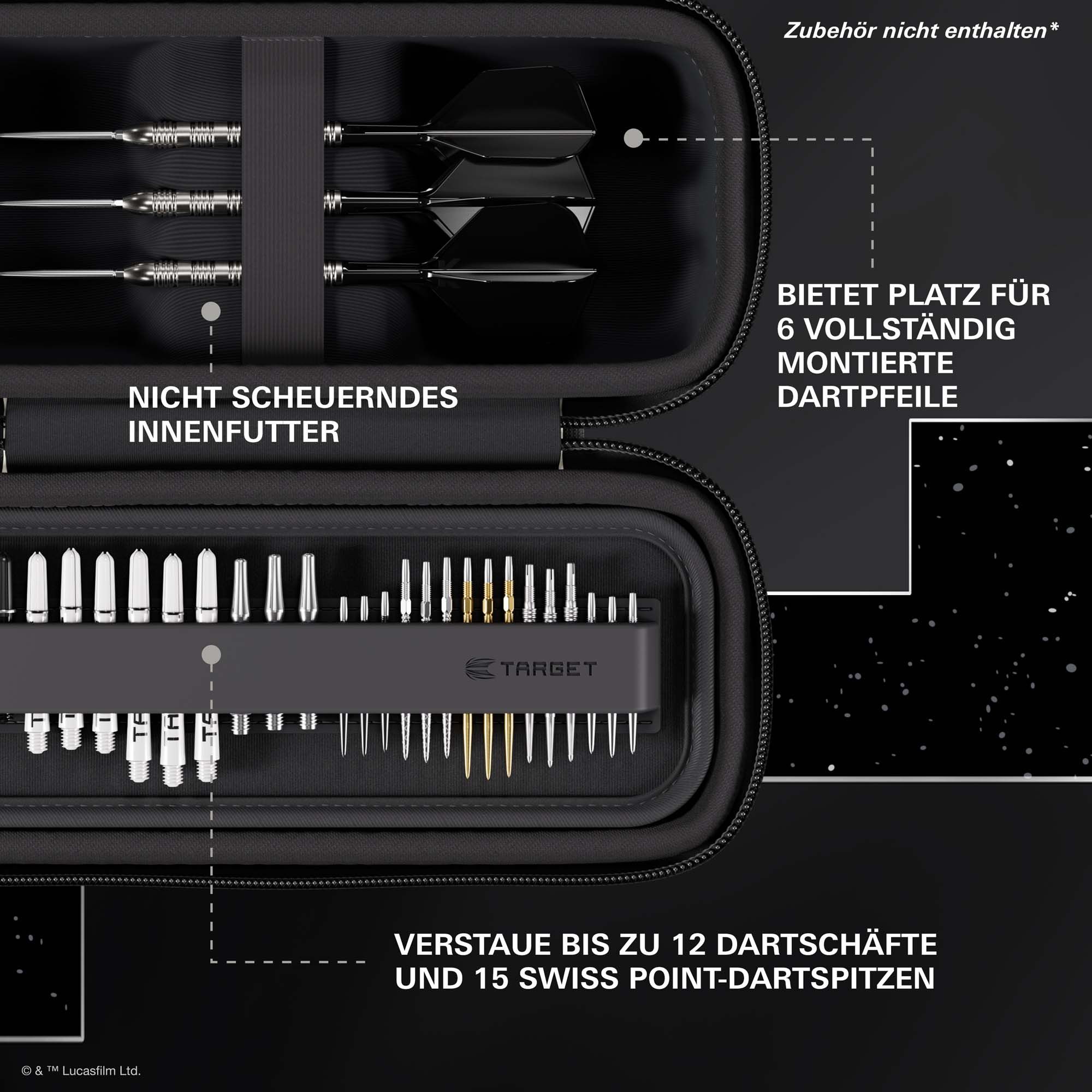 Das Target Star Wars Boa Dartcase - Stormtrooper ist hier abgebildet. Das Produkt zeigt ein Star Wars Stormtrooper Motiv.
